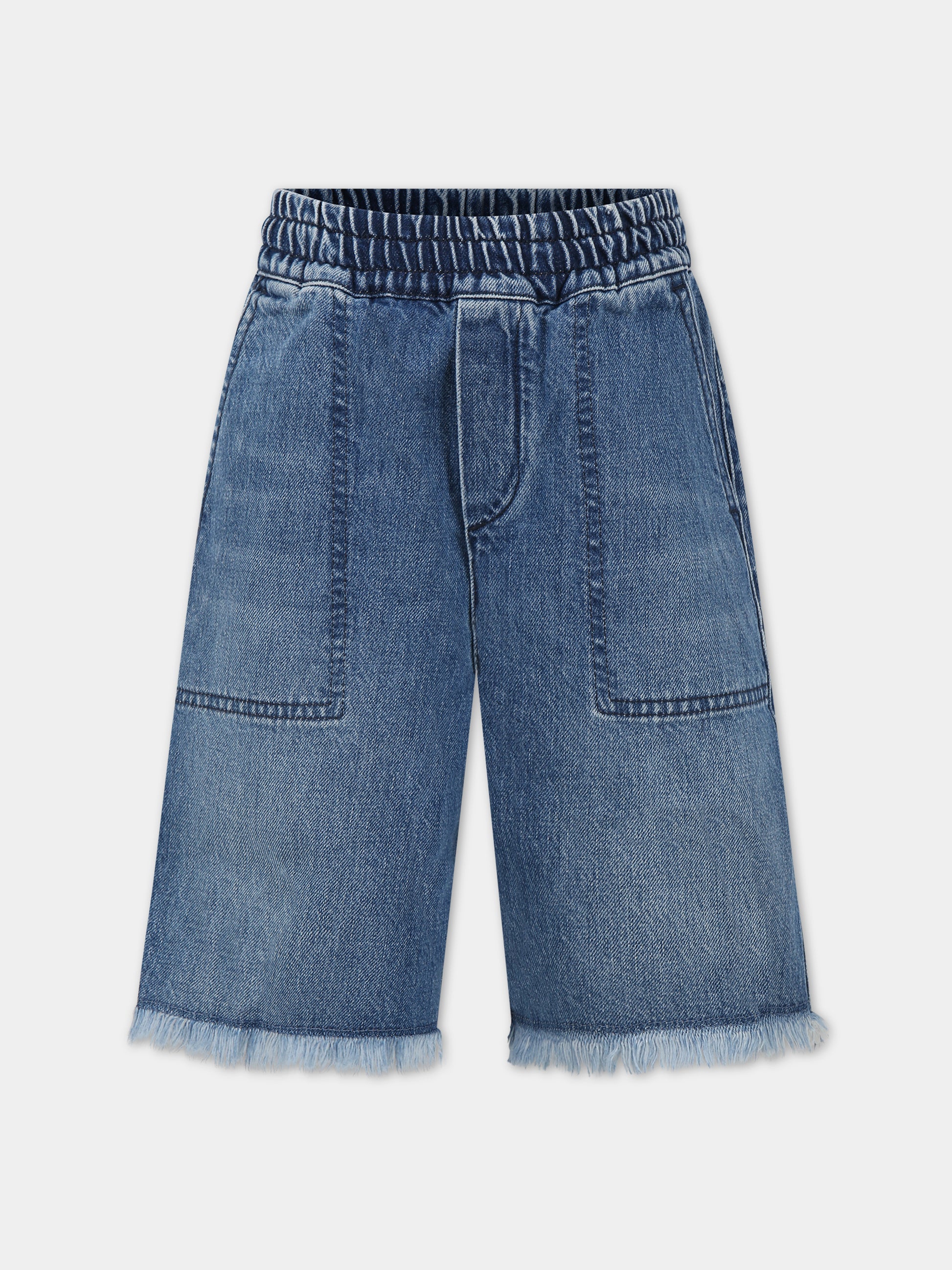 Shorts blu per bambina con logo,Fendi Kids,JMF425 AMHX F0QG0