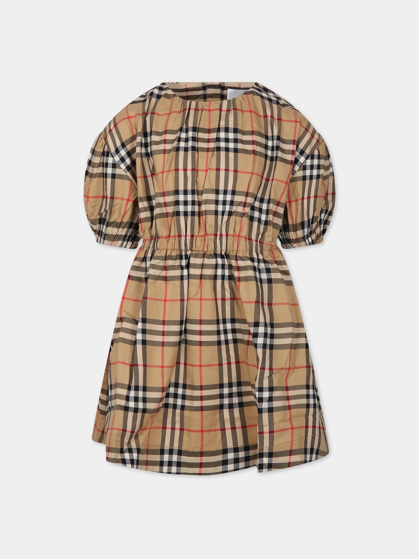 Vestito beige per bambina con iconico check,Burberry Kids,8068451