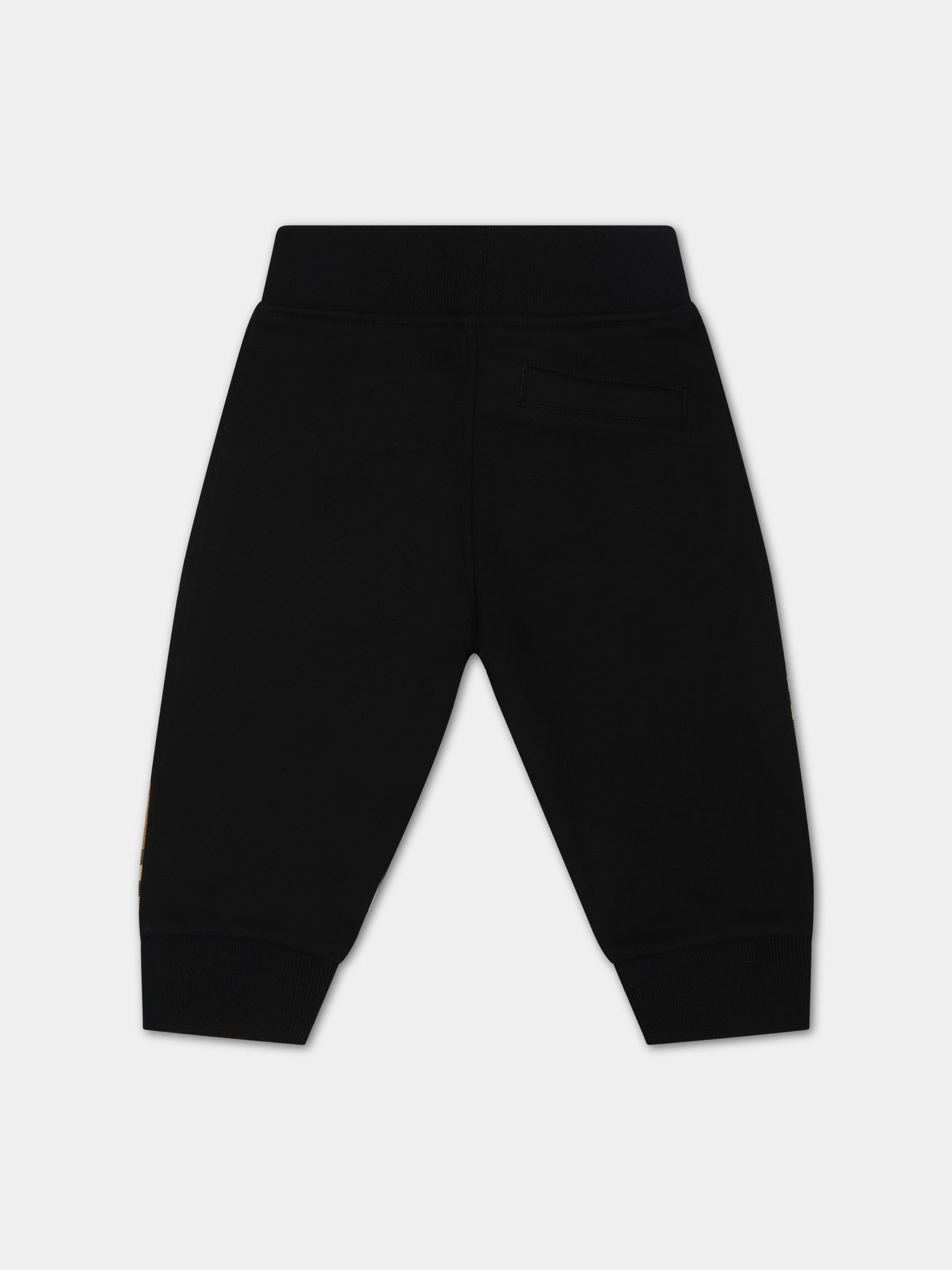 Pantaloni neri per neonato con iconico check vintage,Burberry Kids,8069501