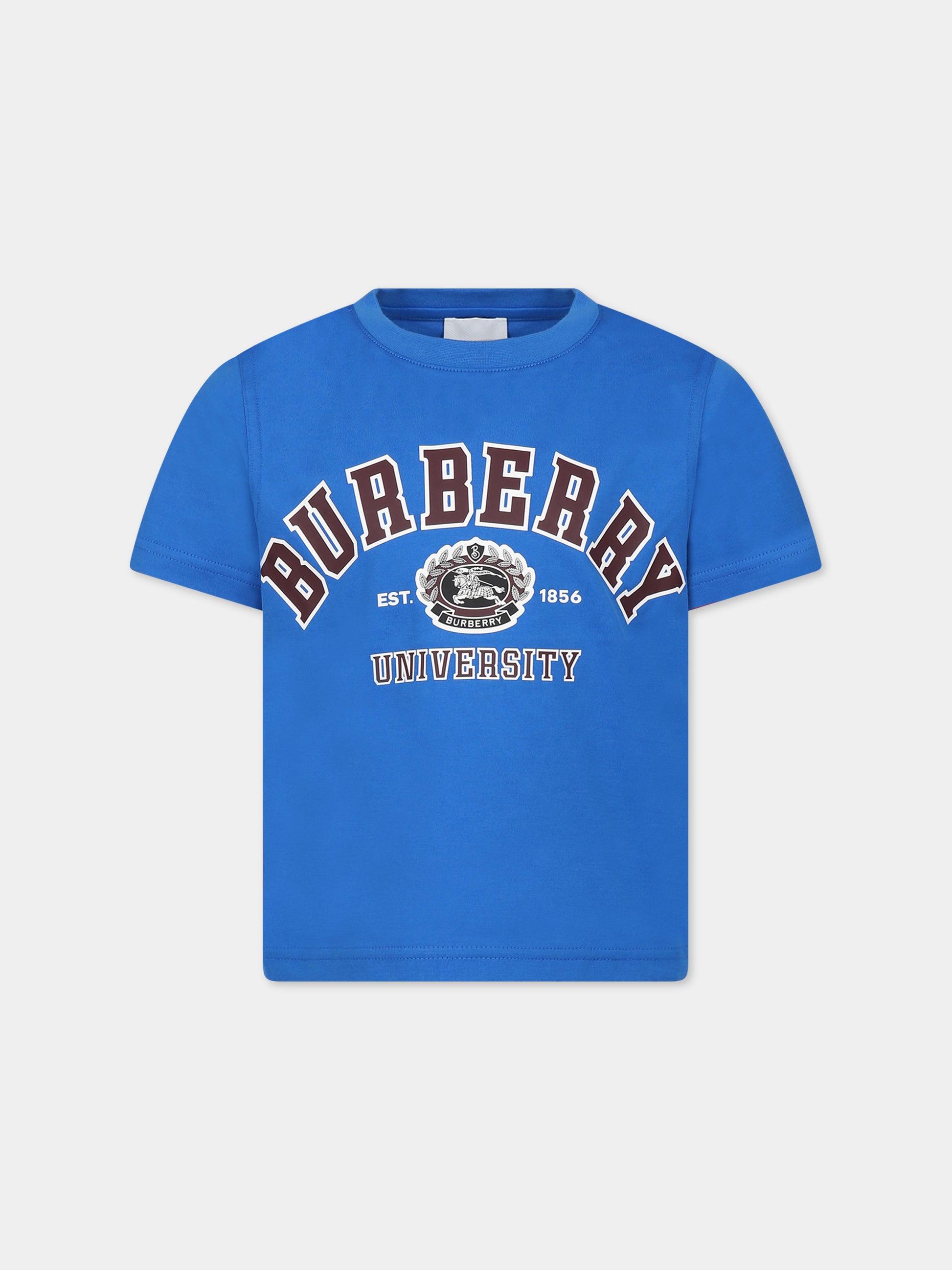 T-shirt azzurra per bambino con logo e stampa,Burberry Kids,8069188