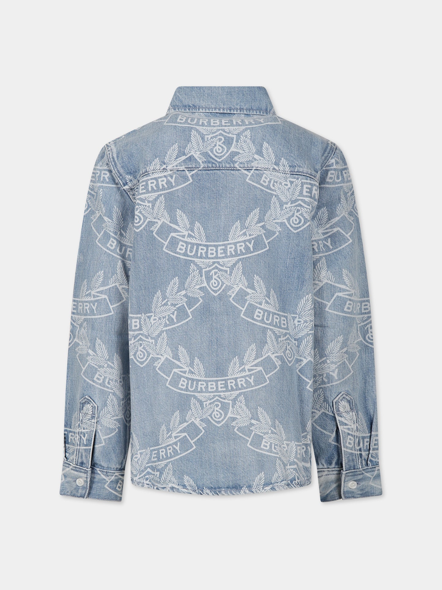 Camicia celeste per bambino con logo,Burberry Kids,8068410