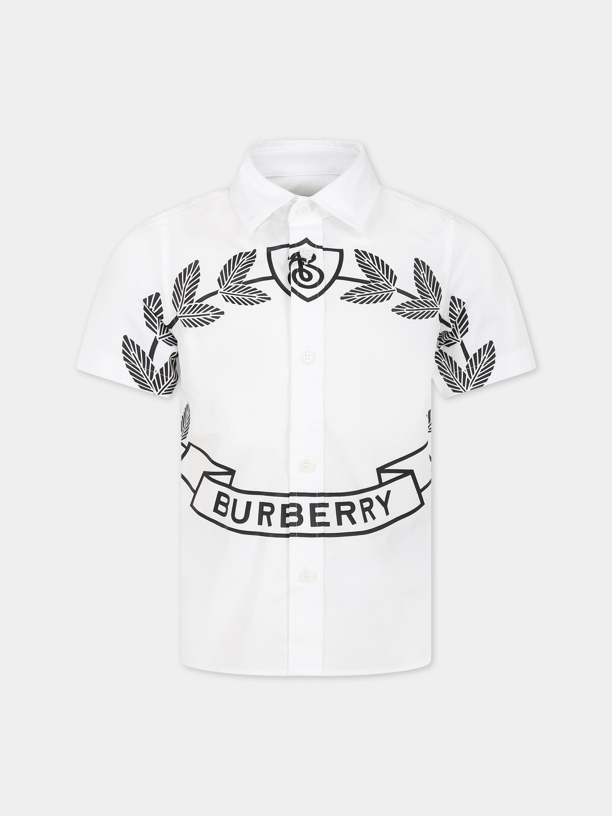Camicia bianca per bambino con logo,Burberry Kids,8069105