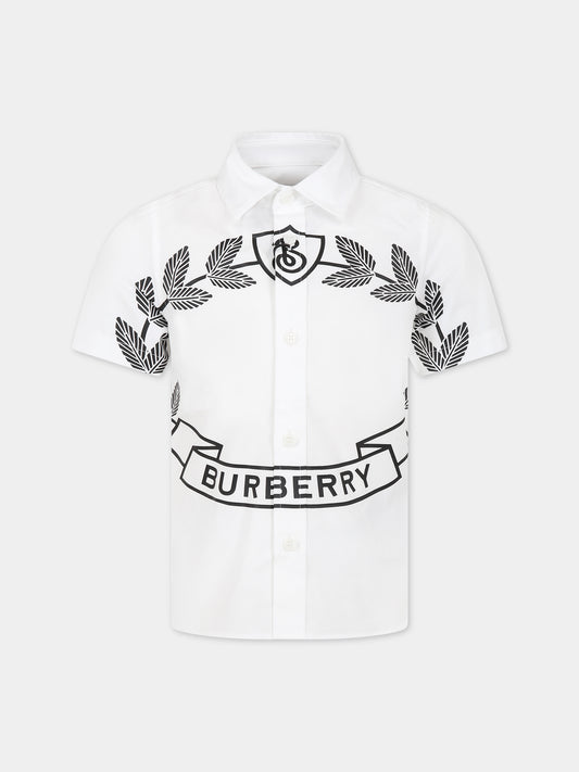Camicia bianca per bambino con logo,Burberry Kids,8069105
