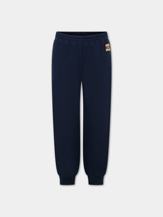 Pantaloni blu per bambino con doppia G,Gucci Kids,749585 XJFOF 4696