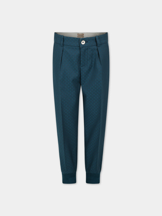 Pantaloni verdi per bambino con G,Gucci Kids,737827 XWAX8 4047