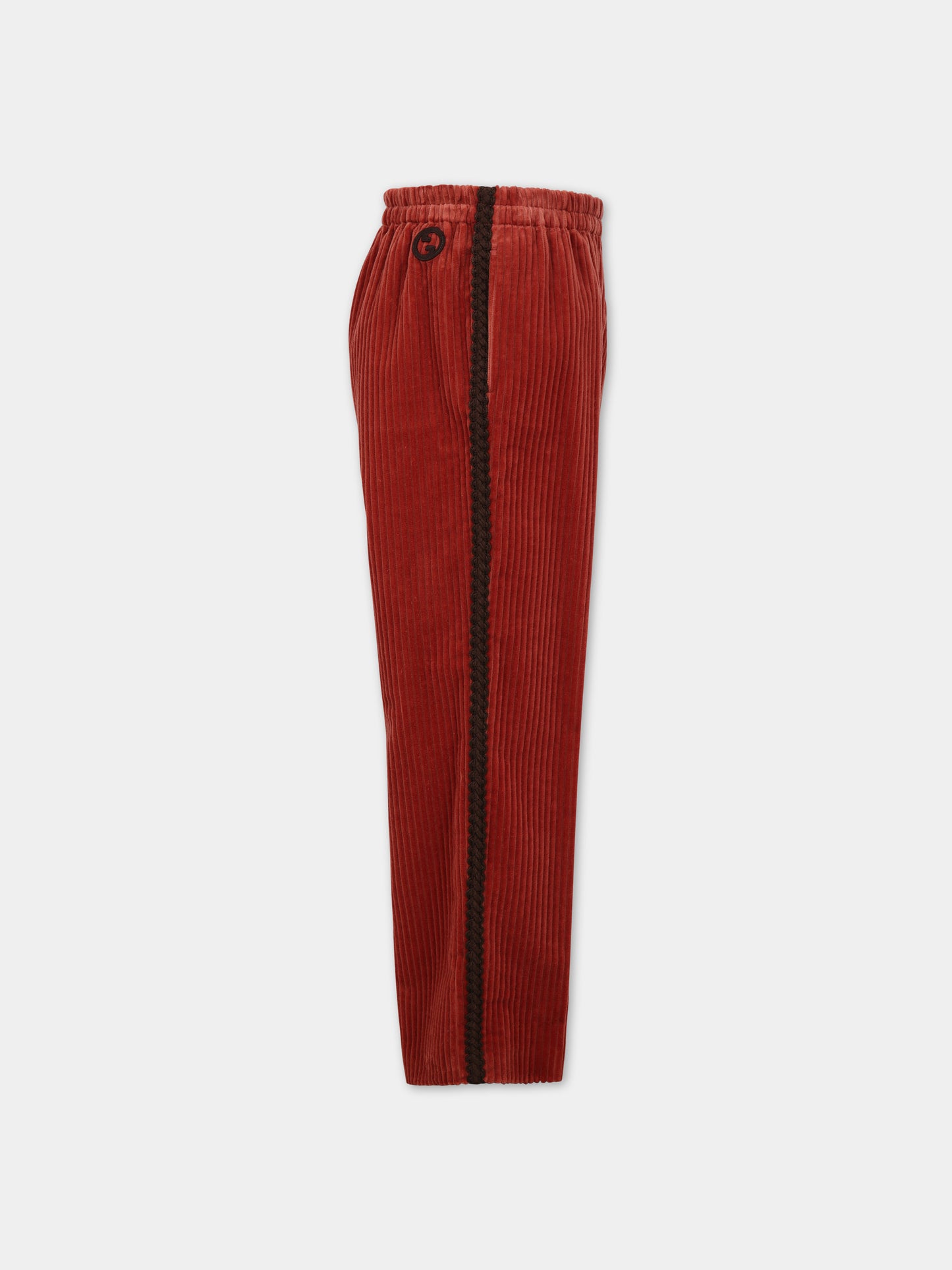 Pantaloni bordeaux per bambina con doppia G,Gucci Kids,749599 ZFV10 2407