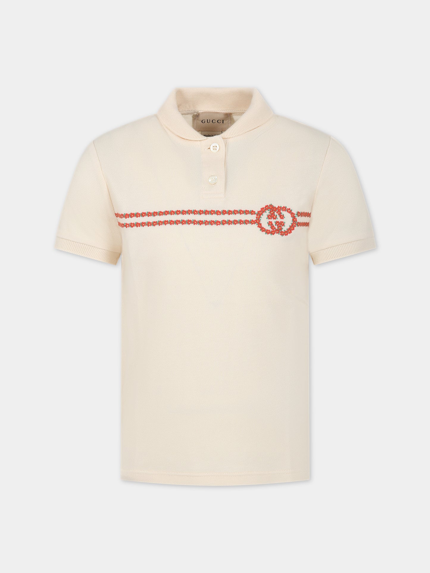 Polo avorio per bambina doppia G,Gucci Kids,742116 XJFPS 9236