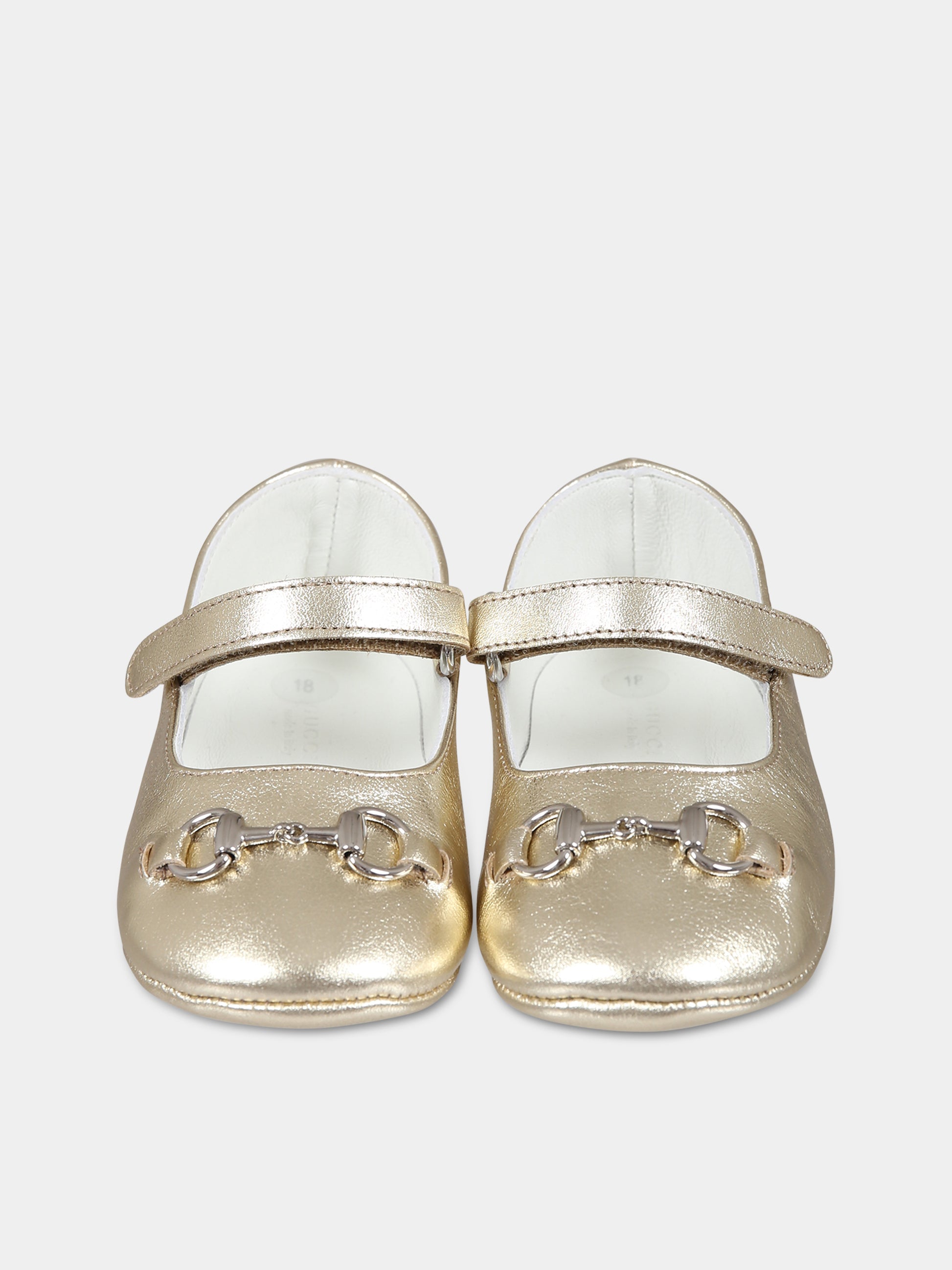 Ballerine oro per neonata con morsetto,Gucci Kids,681320 BMP00 9502