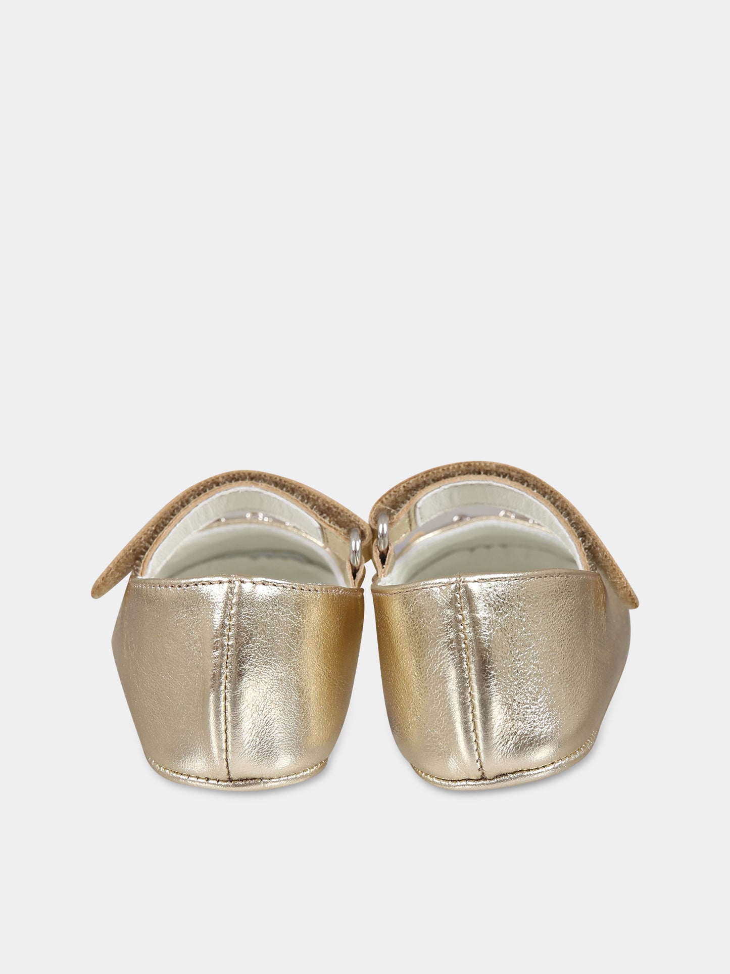 Ballerine oro per neonata con morsetto,Gucci Kids,681320 BMP00 9502