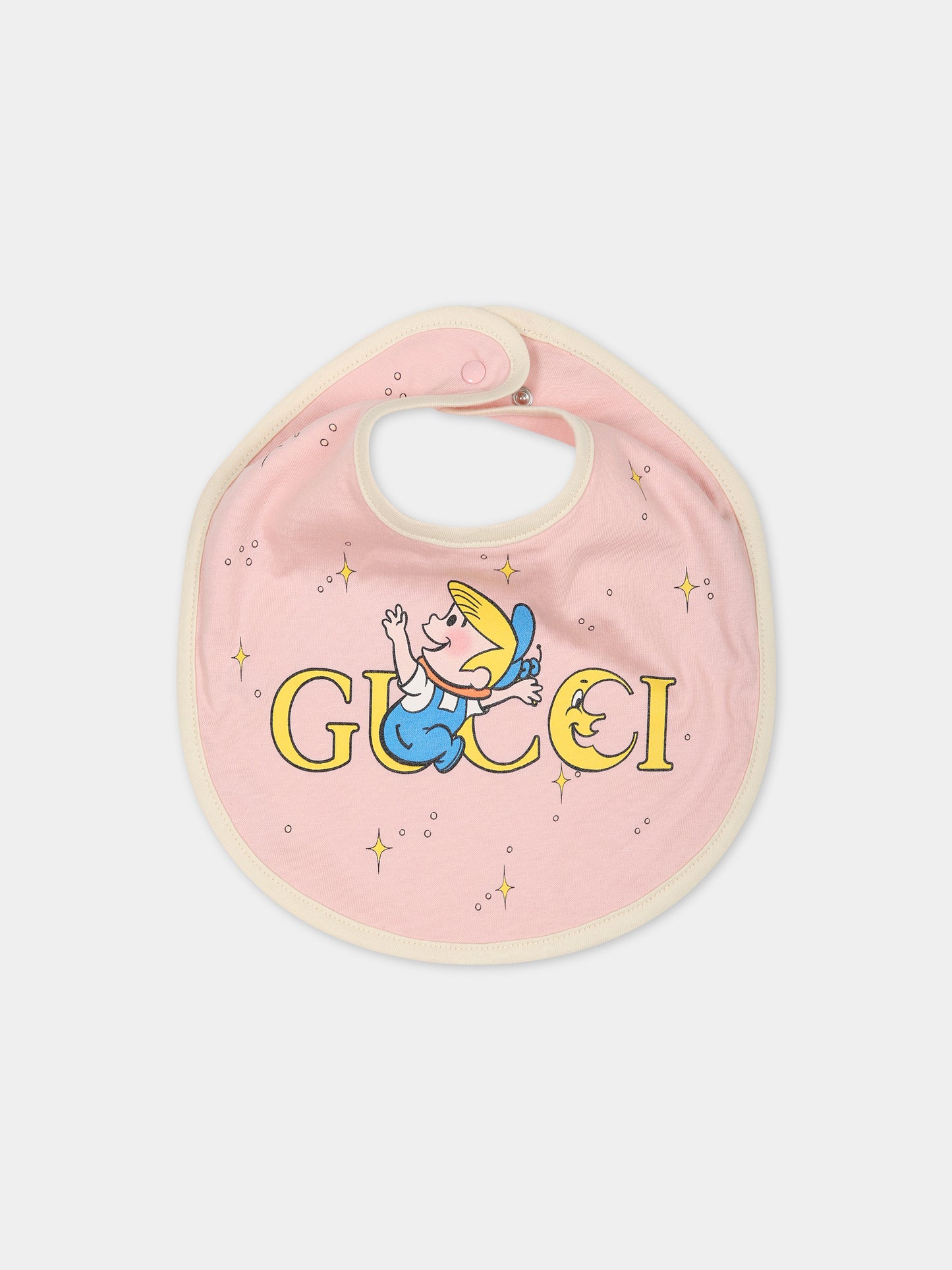 Bavaglino rosa per neonata con stampa e logo,Gucci Kids,751773 3K107 5878