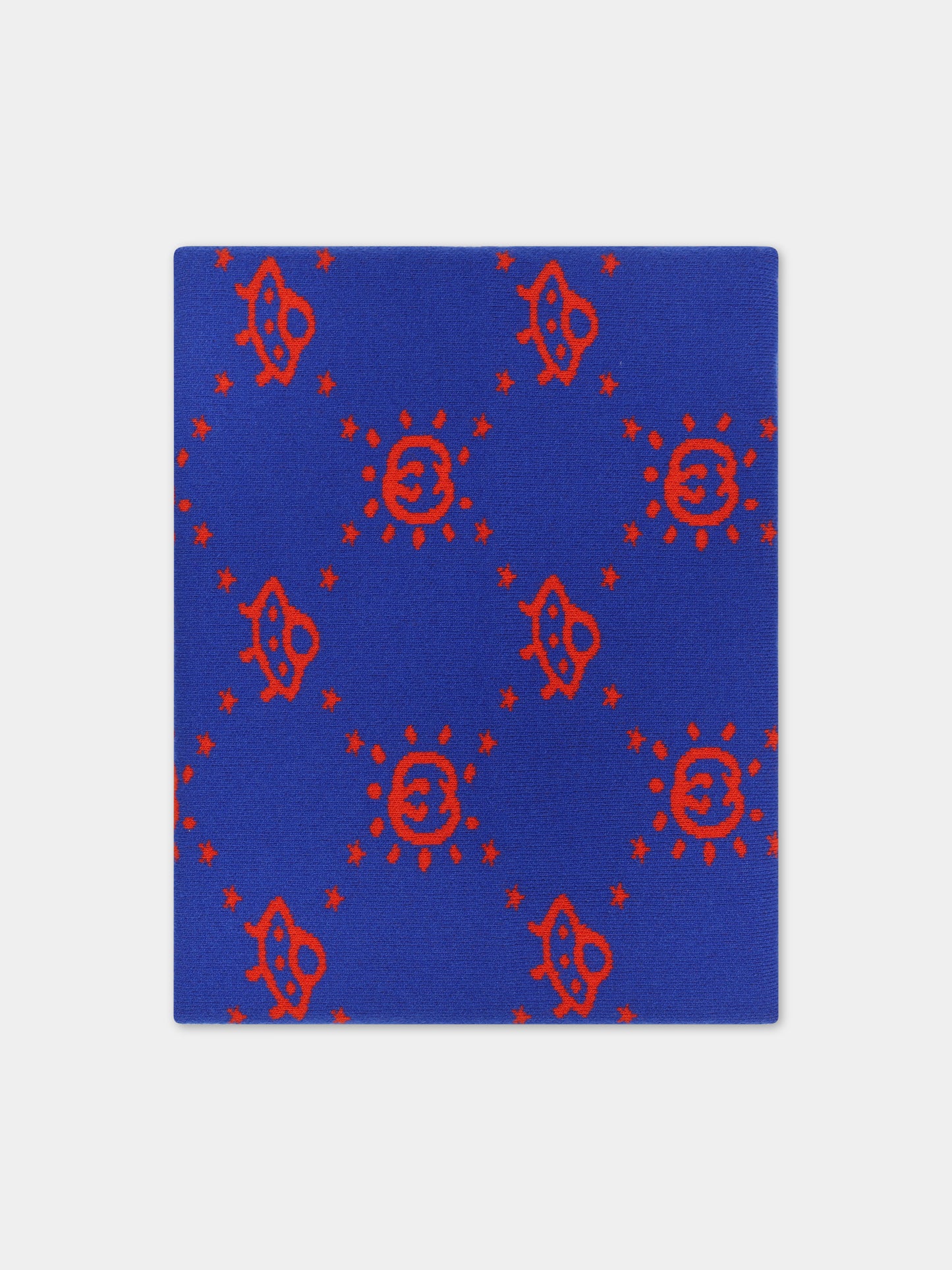 Coperta blu per neonato con doppia G,Gucci Kids,756380 3K206 4374