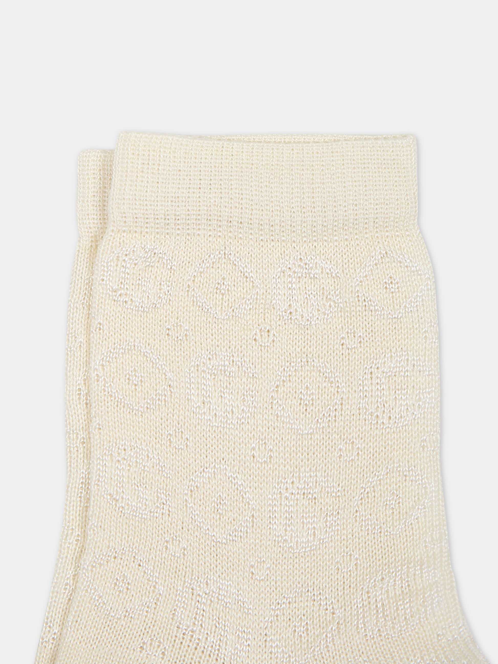 Calzini avorio per bambini con doppia G,Gucci Kids,748285 4KABO 9200