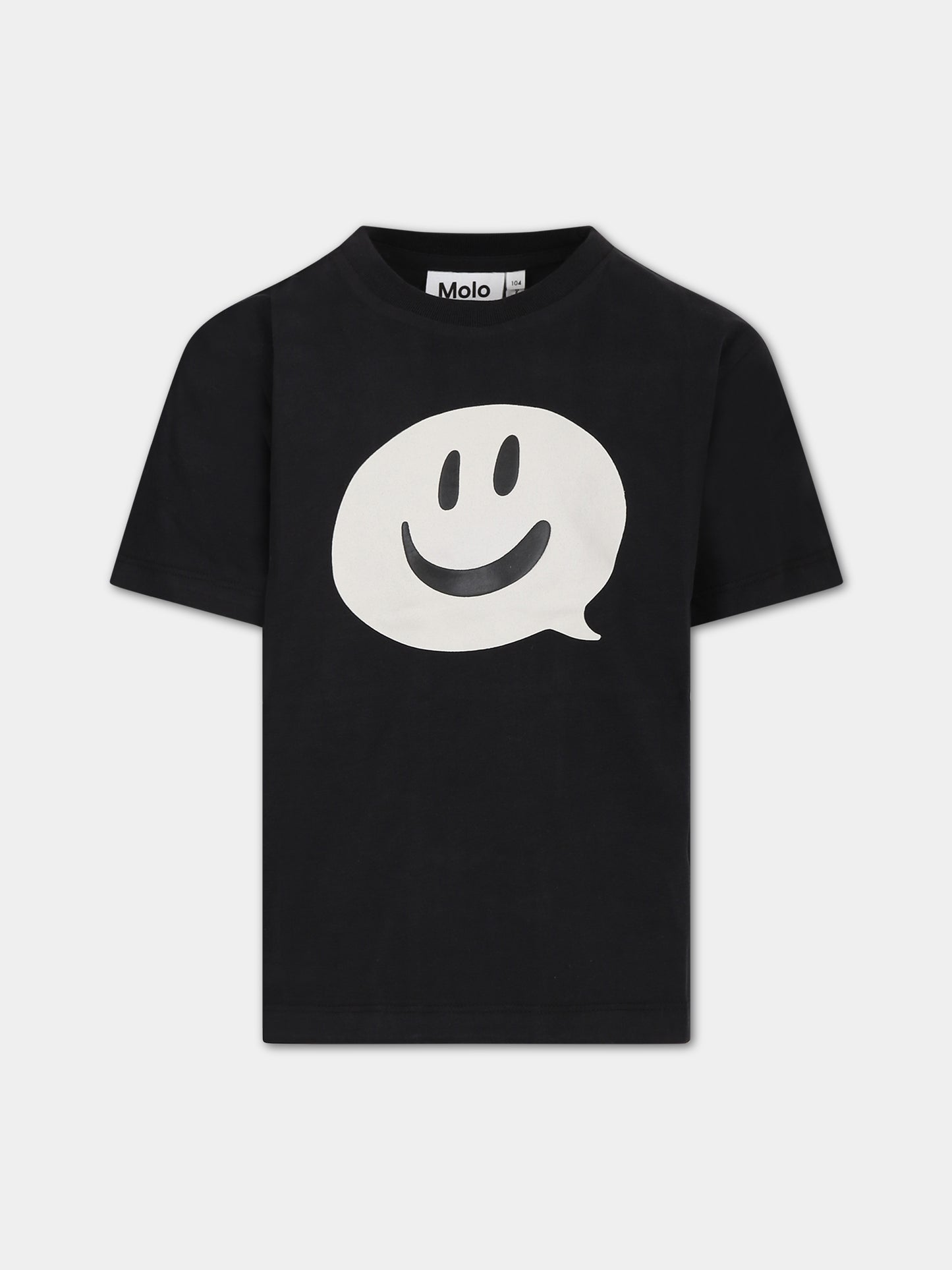 T-shirt nera per bambini con smile,Molo,1W23A203 3374