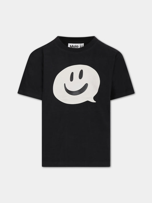 T-shirt nera per bambini con smile,Molo,1W23A203 3374
