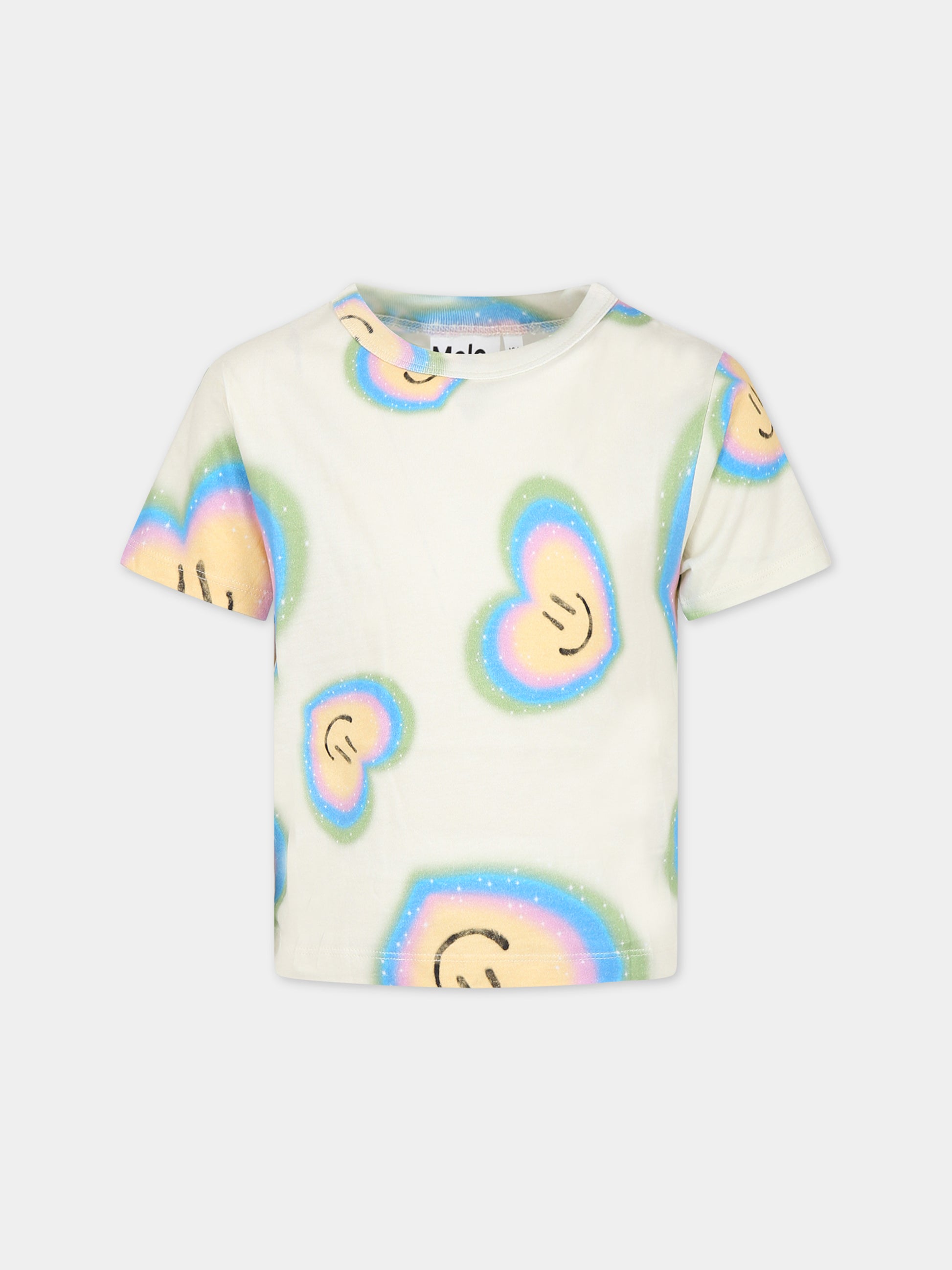 T-shirt avorio per bambina con smile,Molo,2W23A202 6904