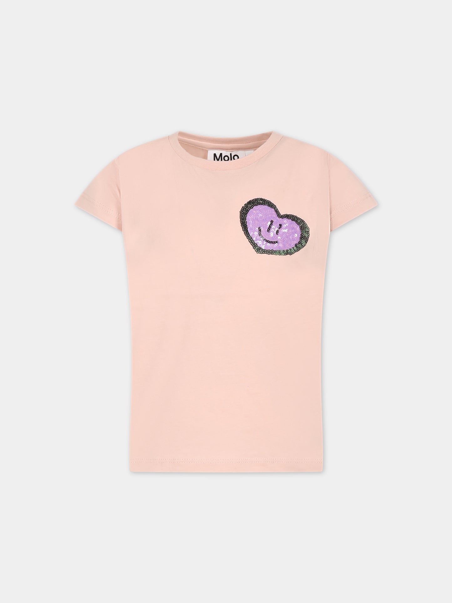 T-shirt rosa per bambina con cuore,Molo,2W23A208 3313
