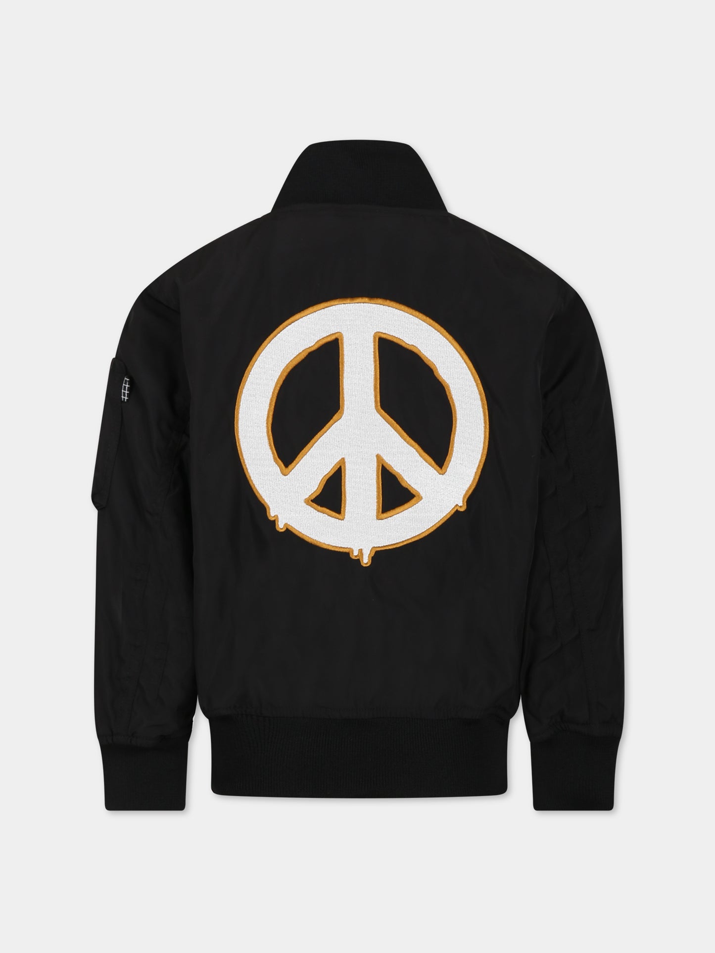 Bomber nero per bambino con simbolo della pace,Molo,5W23M334 0099