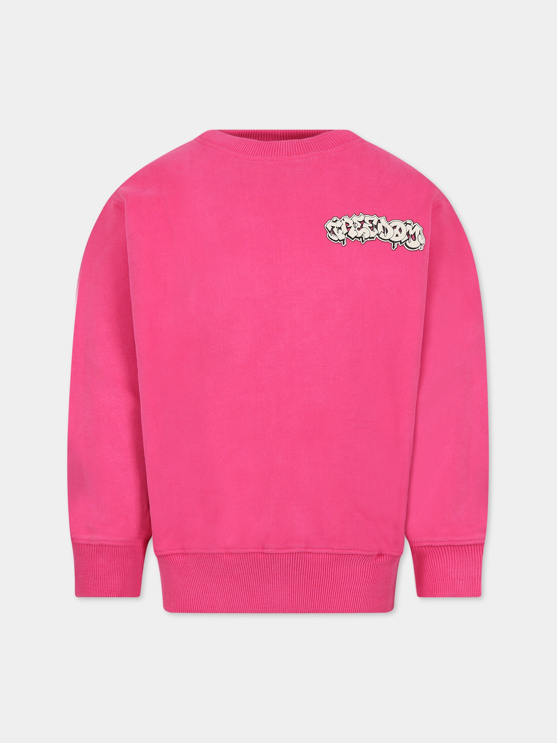 Felpa fucsia per bambina con scritta,Molo,6W23J205 8775