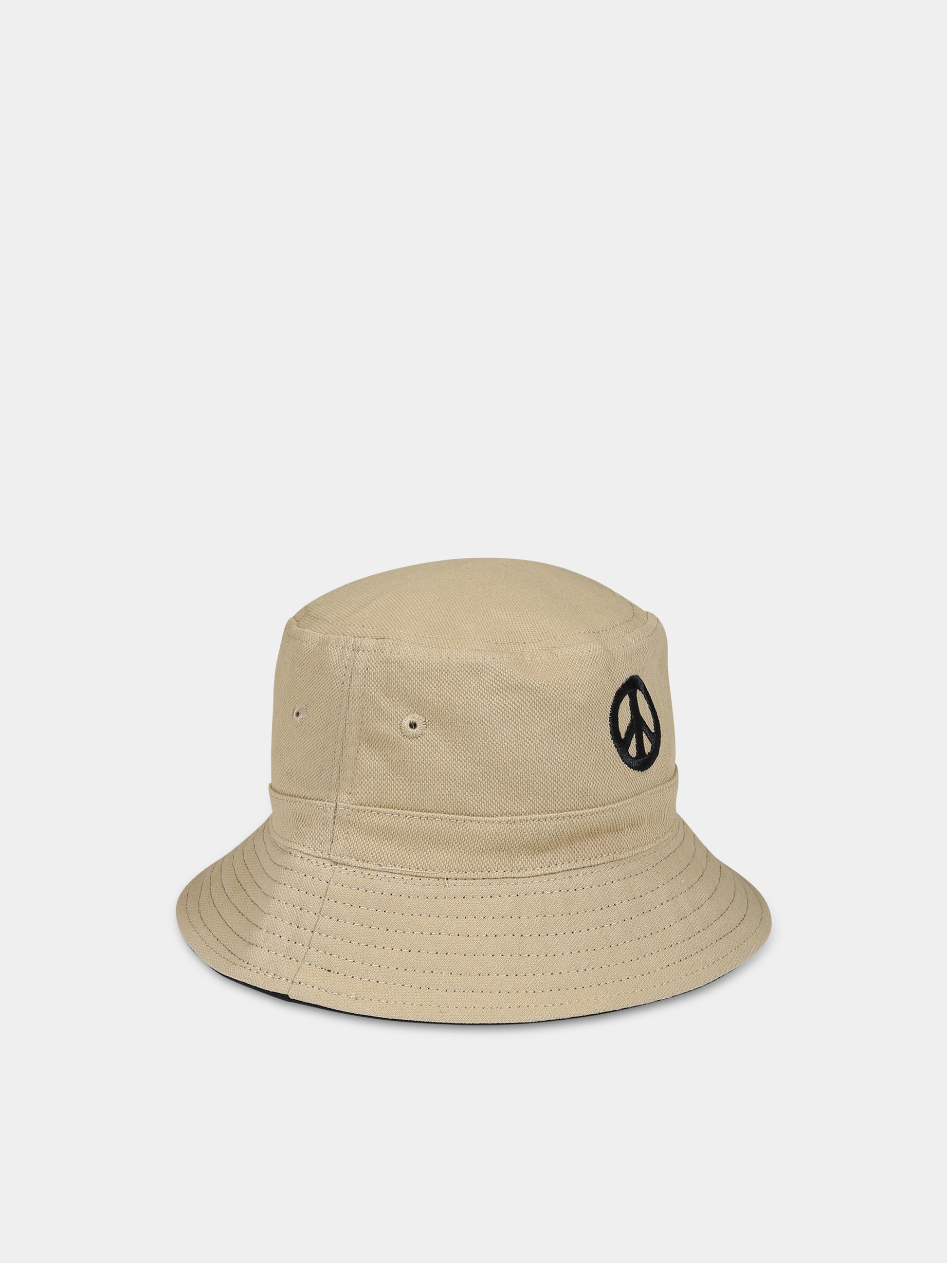 Cloche beige reversibile per bambini con simbolo dellla pace,Molo,7W23T302 8838
