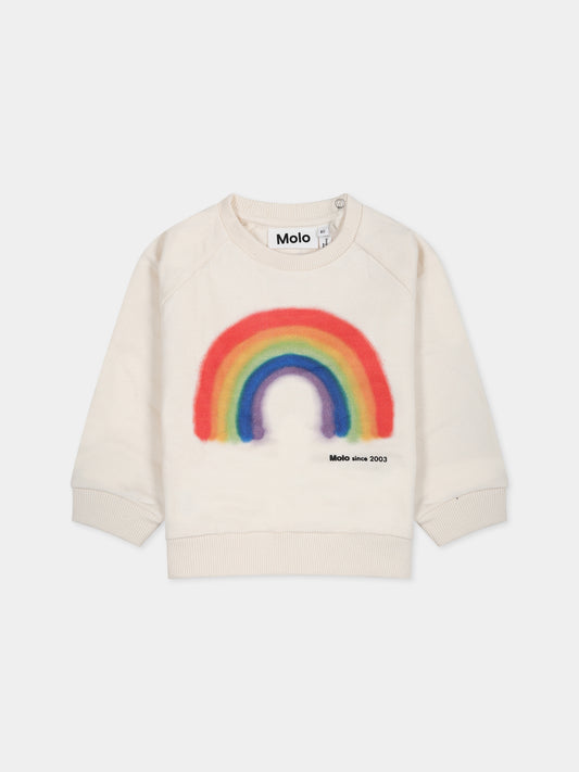 Felpa bianca per neonati con logo e stampa,Molo,6W23J202 3268