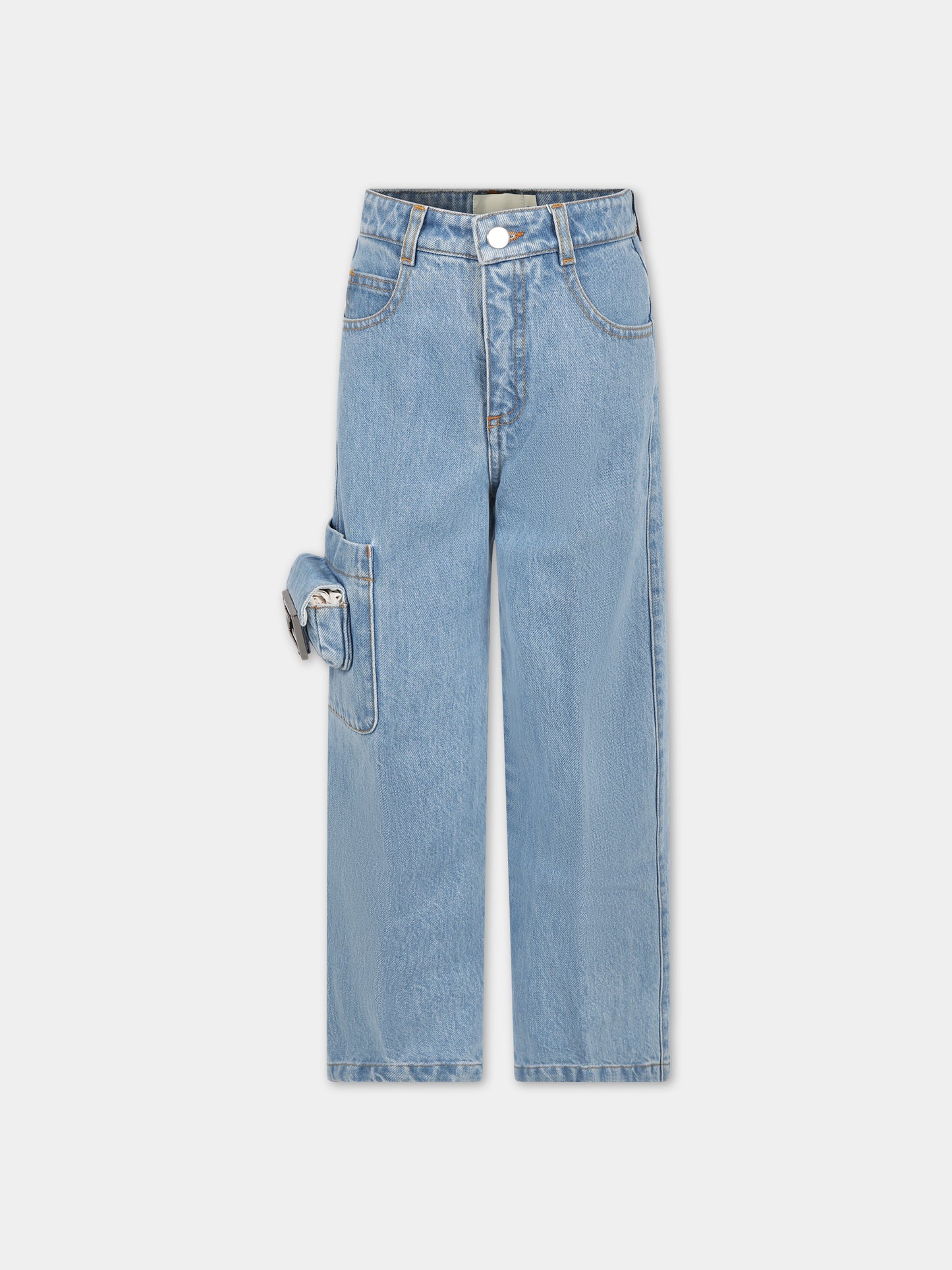 Jeans celesti per bambina con doppia F,Fendi Kids,JFF310 AOB9 F0EX7