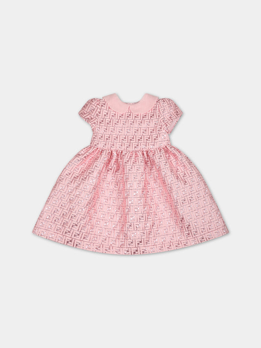 Vestito rosa per neonata con iconica doppia F,Fendi Kids,BFB461 AMJ4 F0U0J