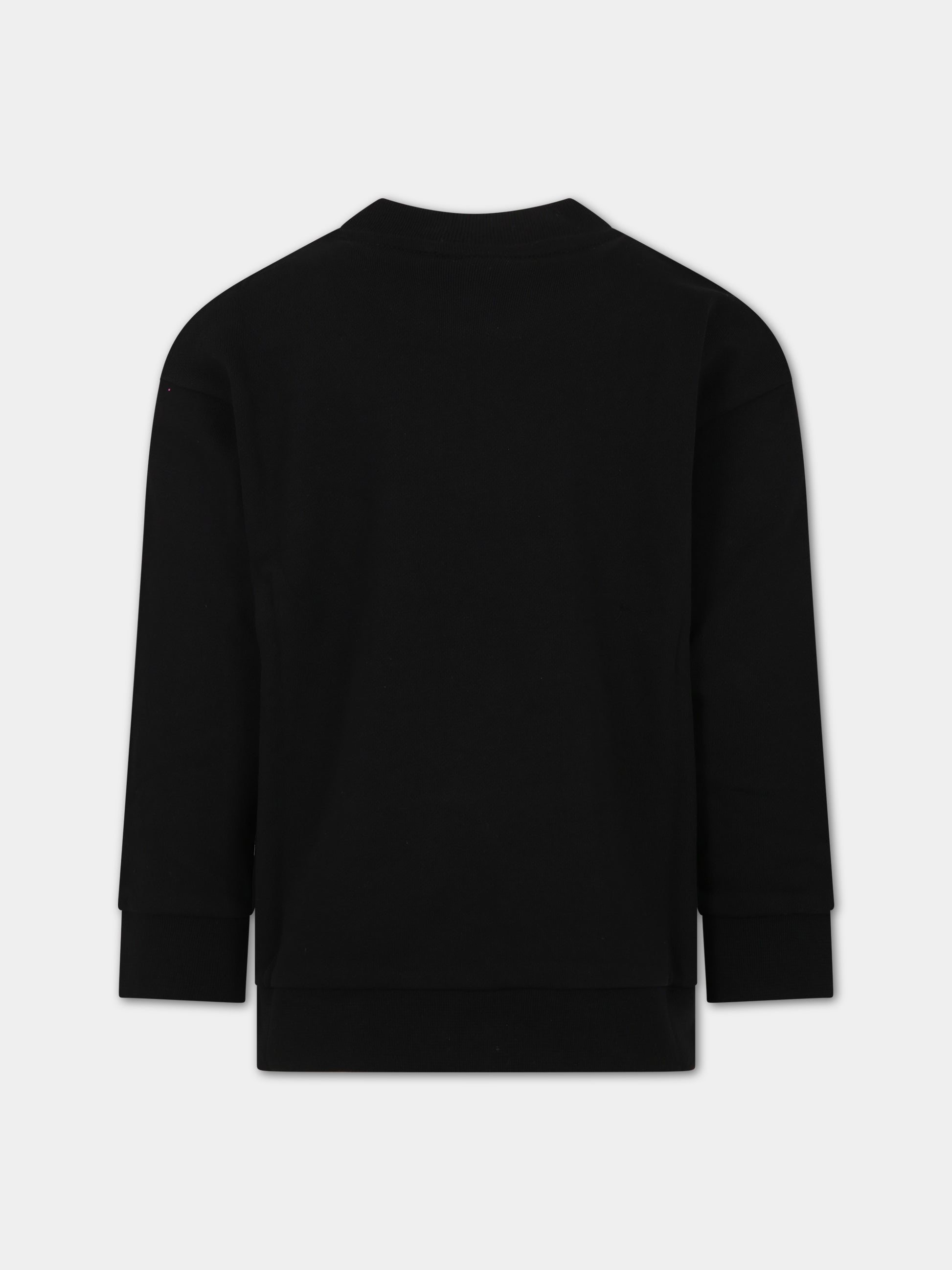 Felpa nera per bambini con logo,Fendi Kids,JUH051 5V0 F1L13