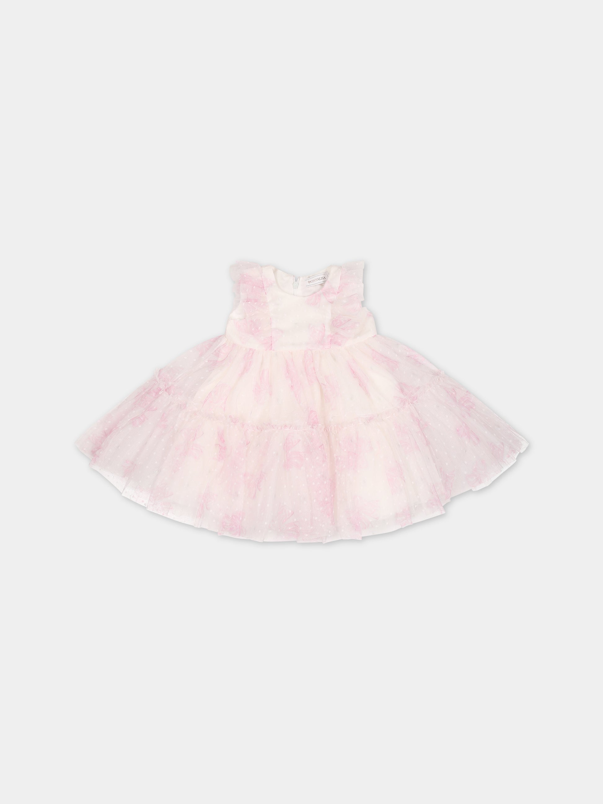 Vestito avorio per neonata con pois,Monnalisa,39B900 2023 0191