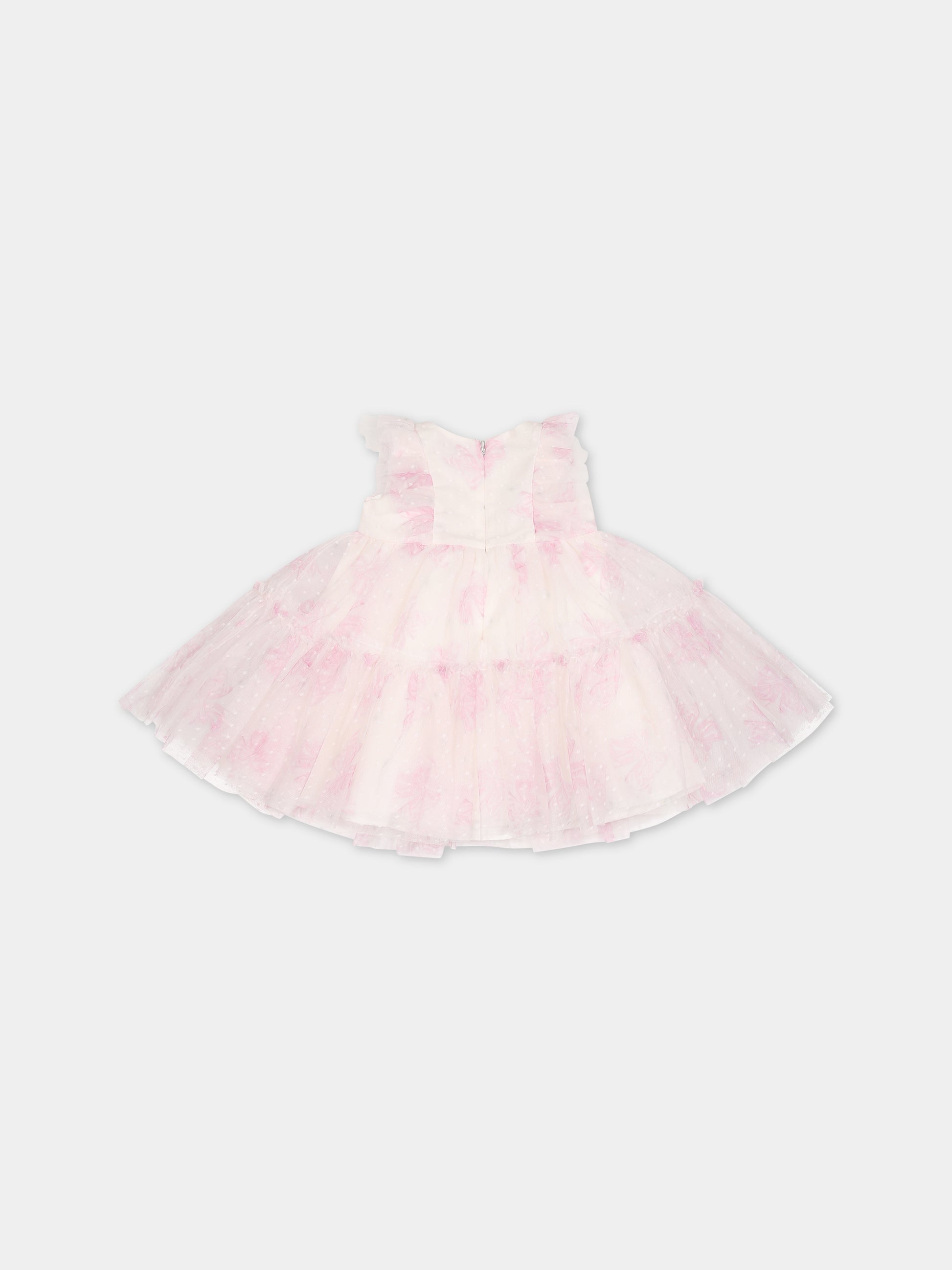 Vestito avorio per neonata con pois,Monnalisa,39B900 2023 0191