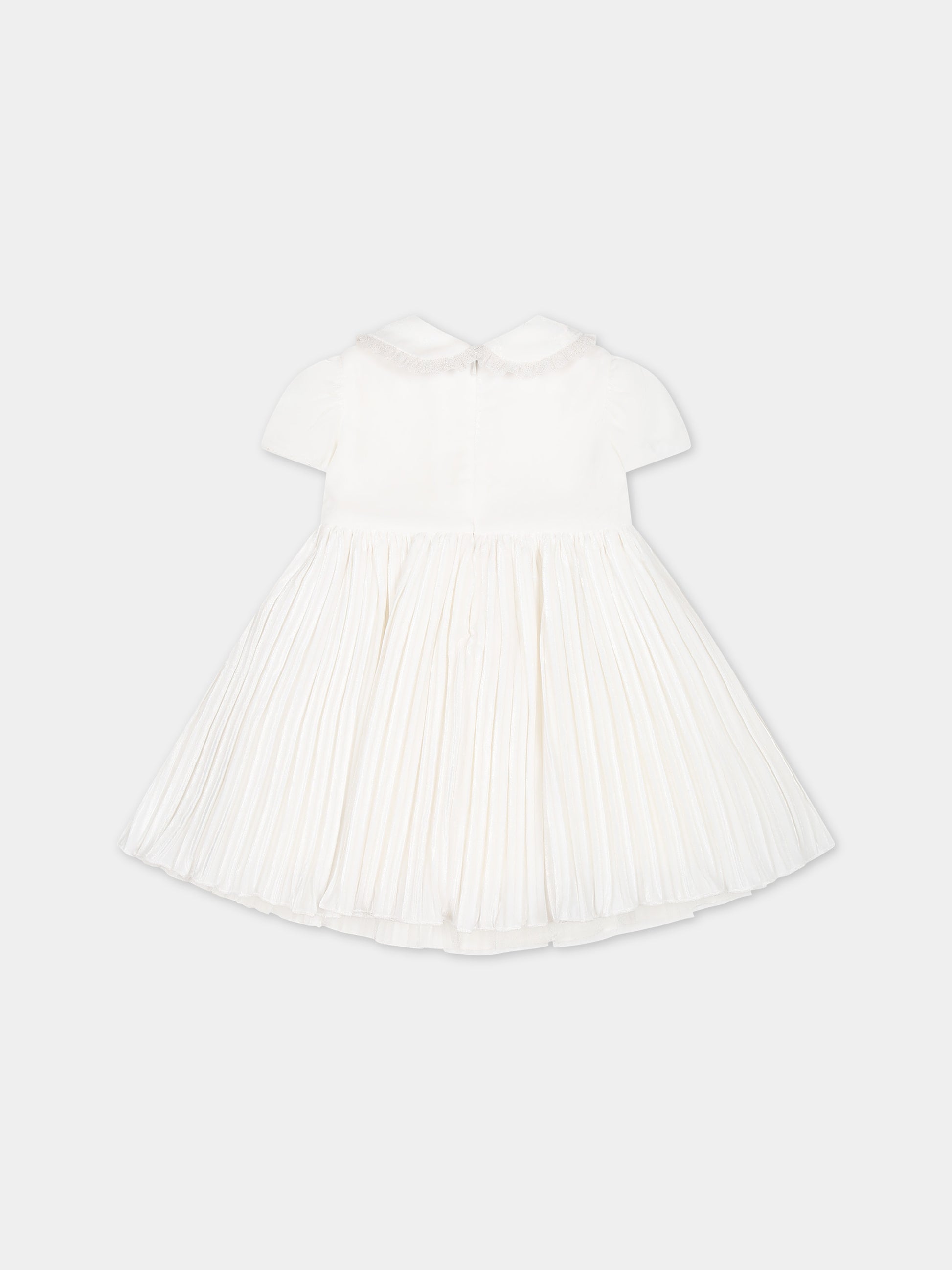 Vestito avorio per neonata con rosa,Monnalisa,73B902 2803 0001