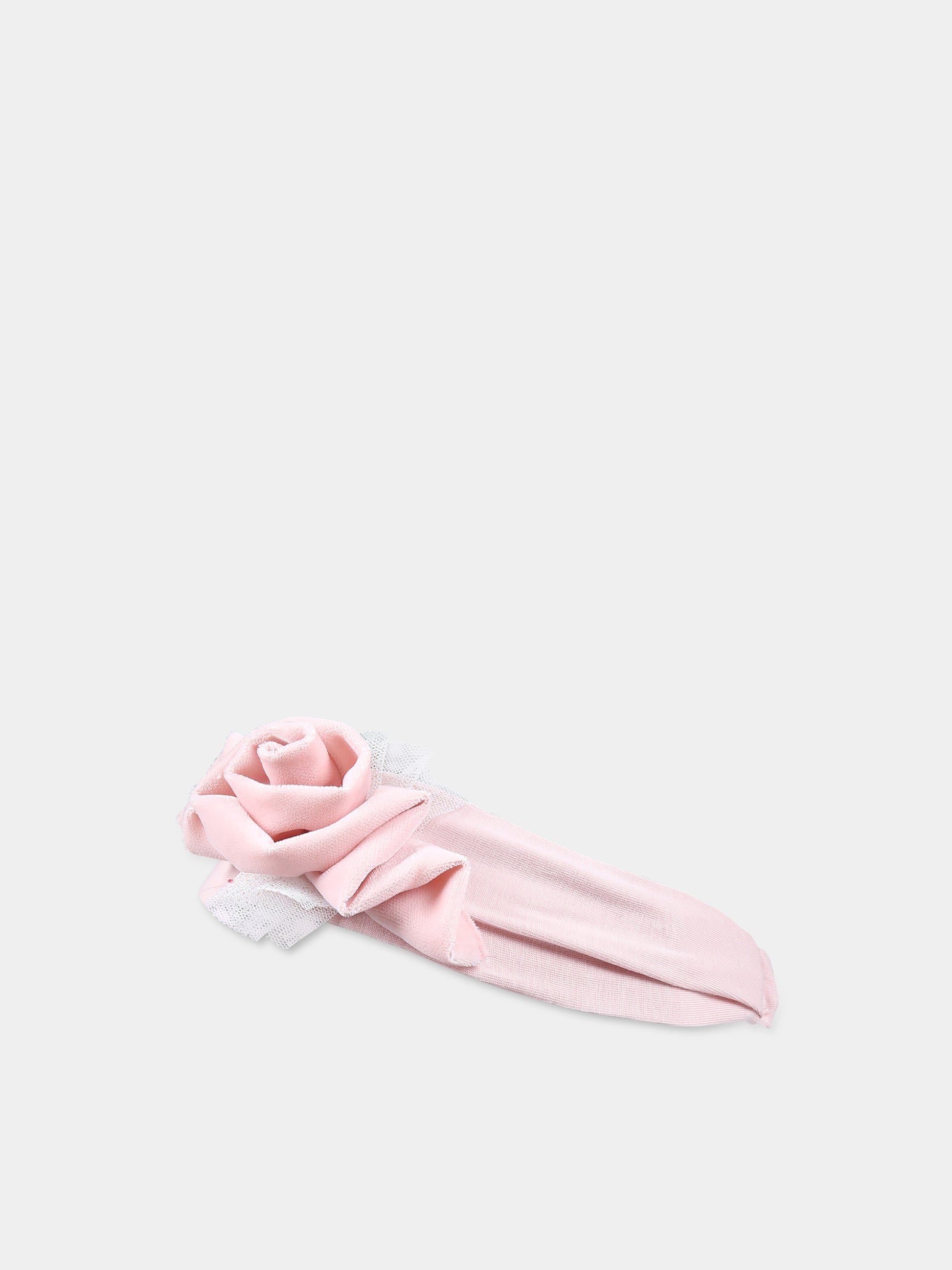 Fascia rosa per neonata con tulle,Monnalisa,73B000 2803 0092