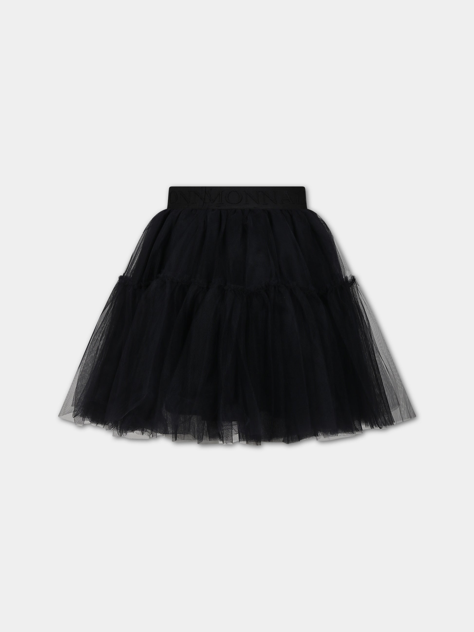 Gonna nera per bambina con logo,Monnalisa,17BGON T9945 0050