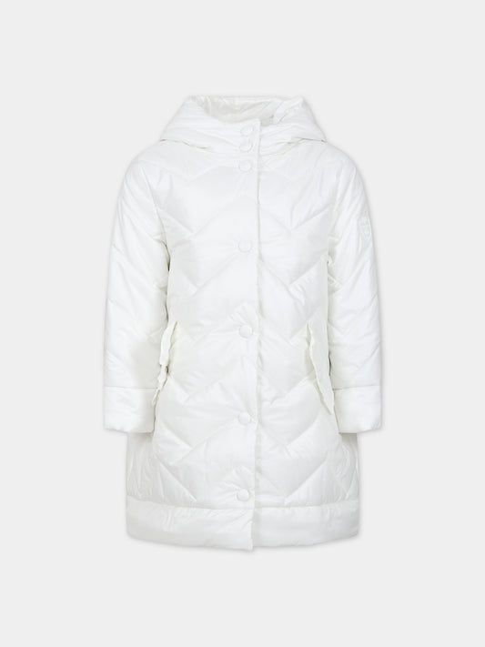 Piumino bianco per bambina con logo,Monnalisa,17B101 2408 0001