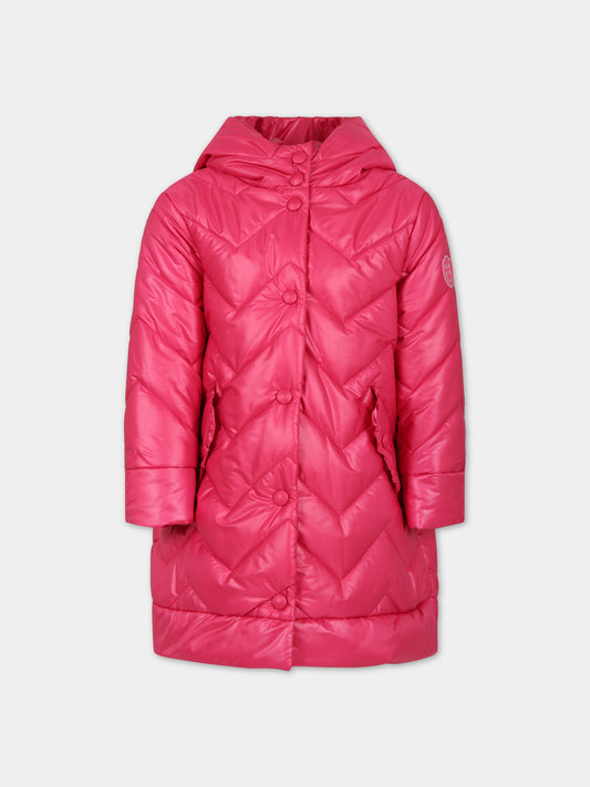 Piumino fucsia per bambina con logo,Monnalisa,17B101 2408 0097