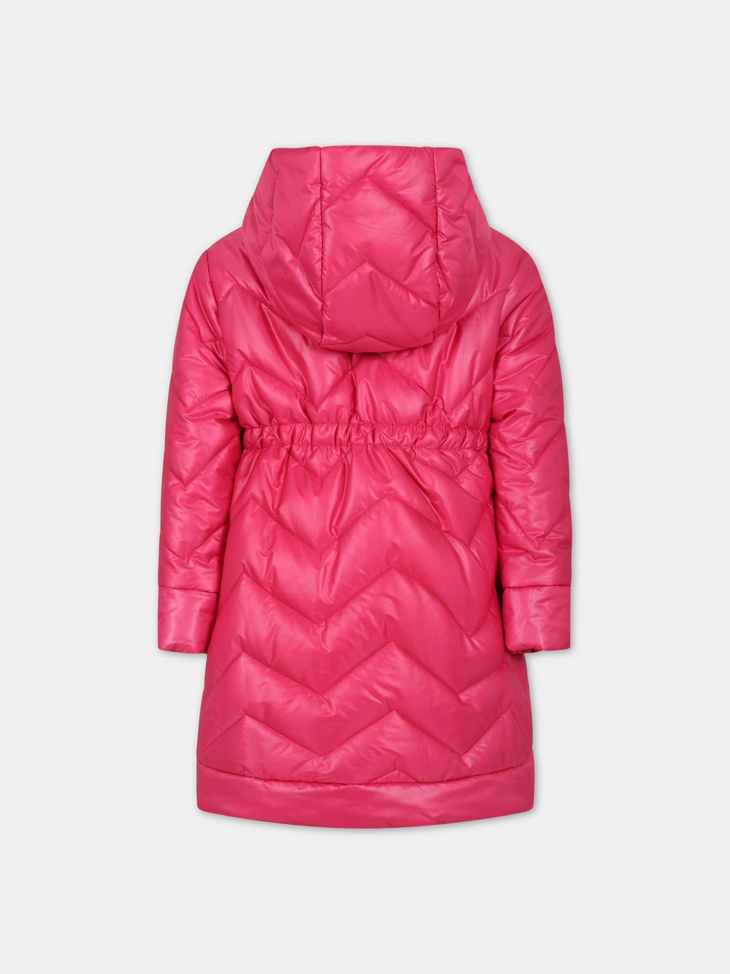 Piumino fucsia per bambina con logo,Monnalisa,17B101 2408 0097