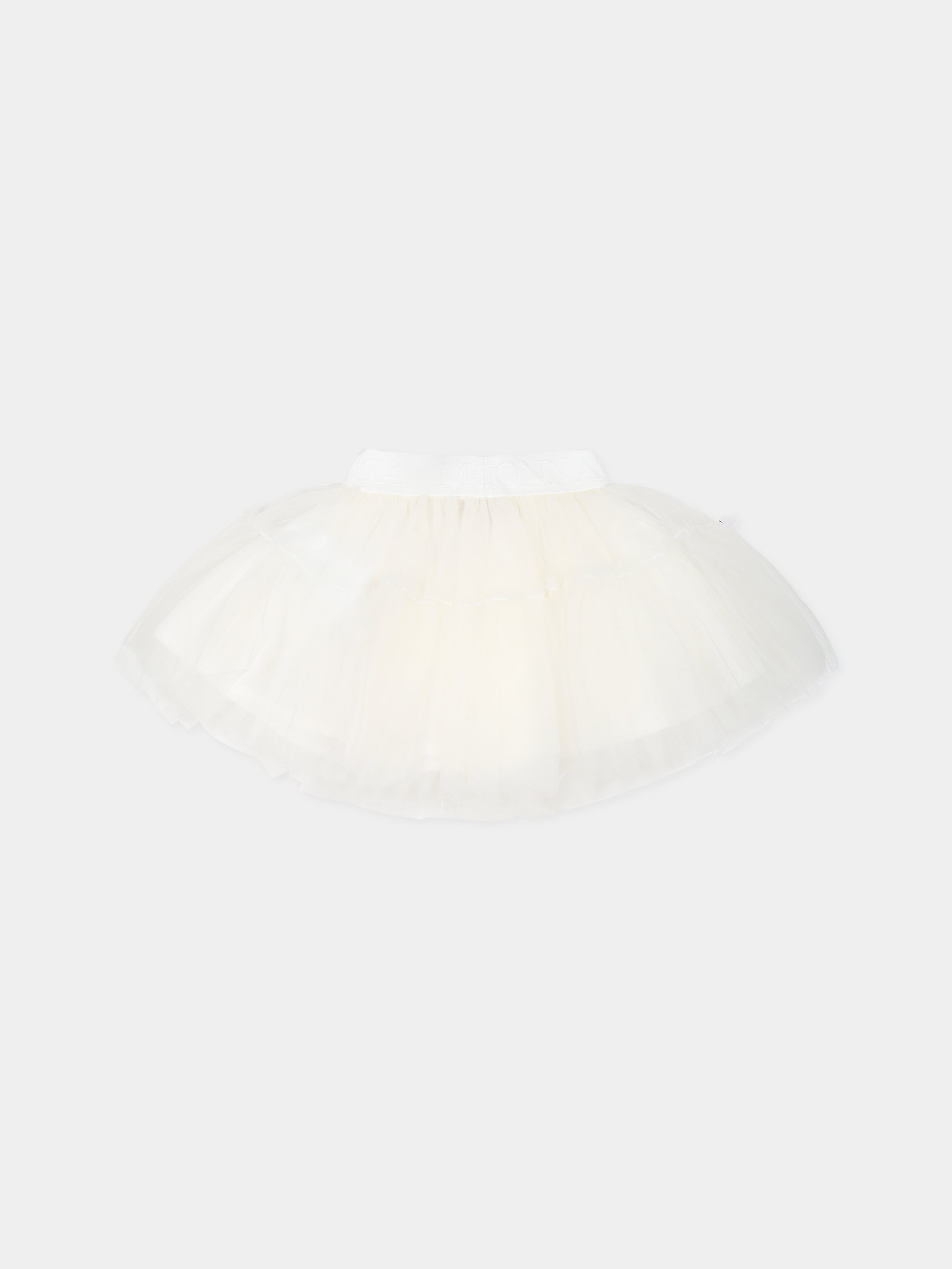 Gonna avorio per neonata con logo,Monnalisa,37BGON T9945 0001