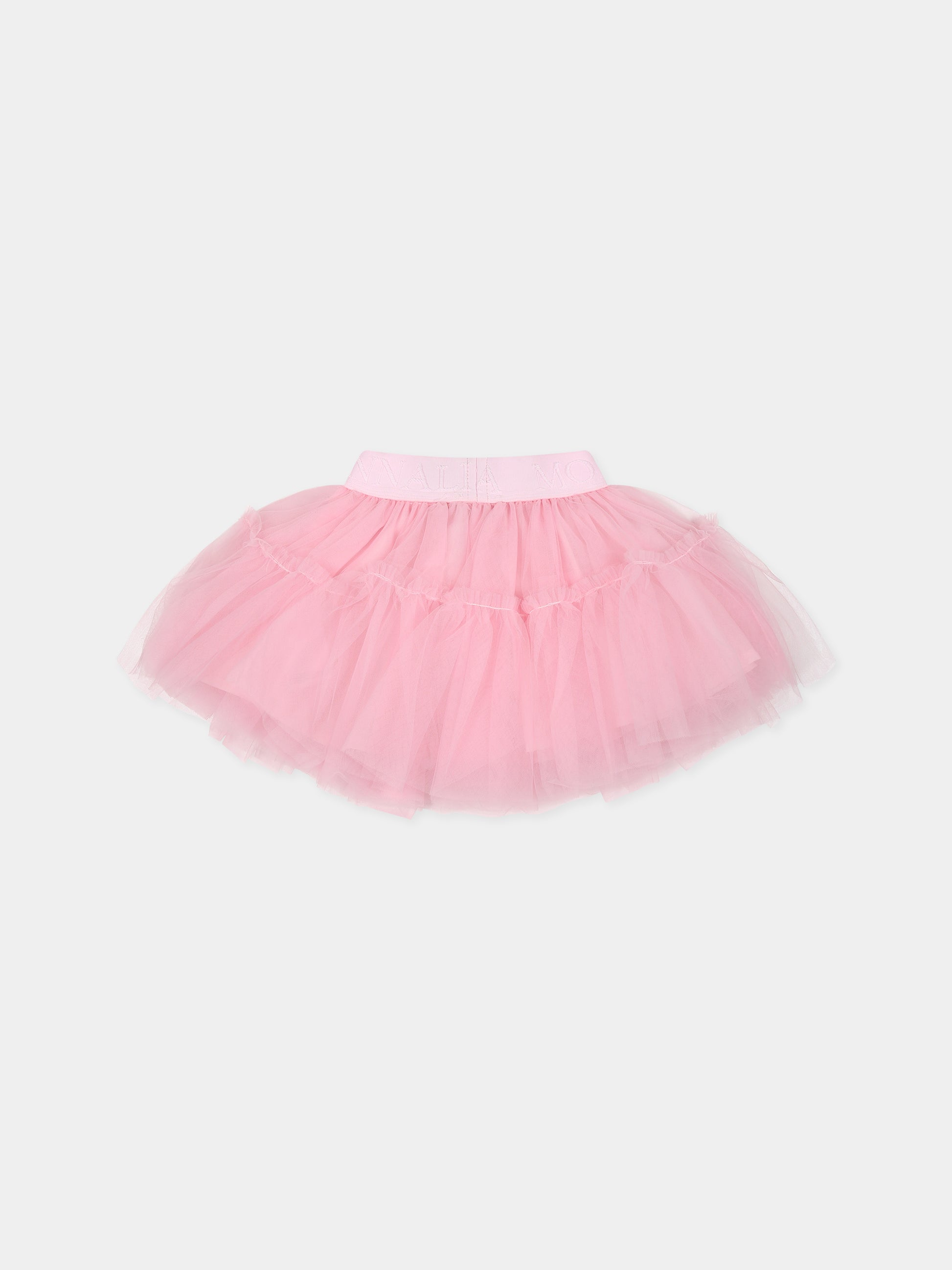 Gonna rosa per neonata con logo,Monnalisa,37BGON T9945 0090