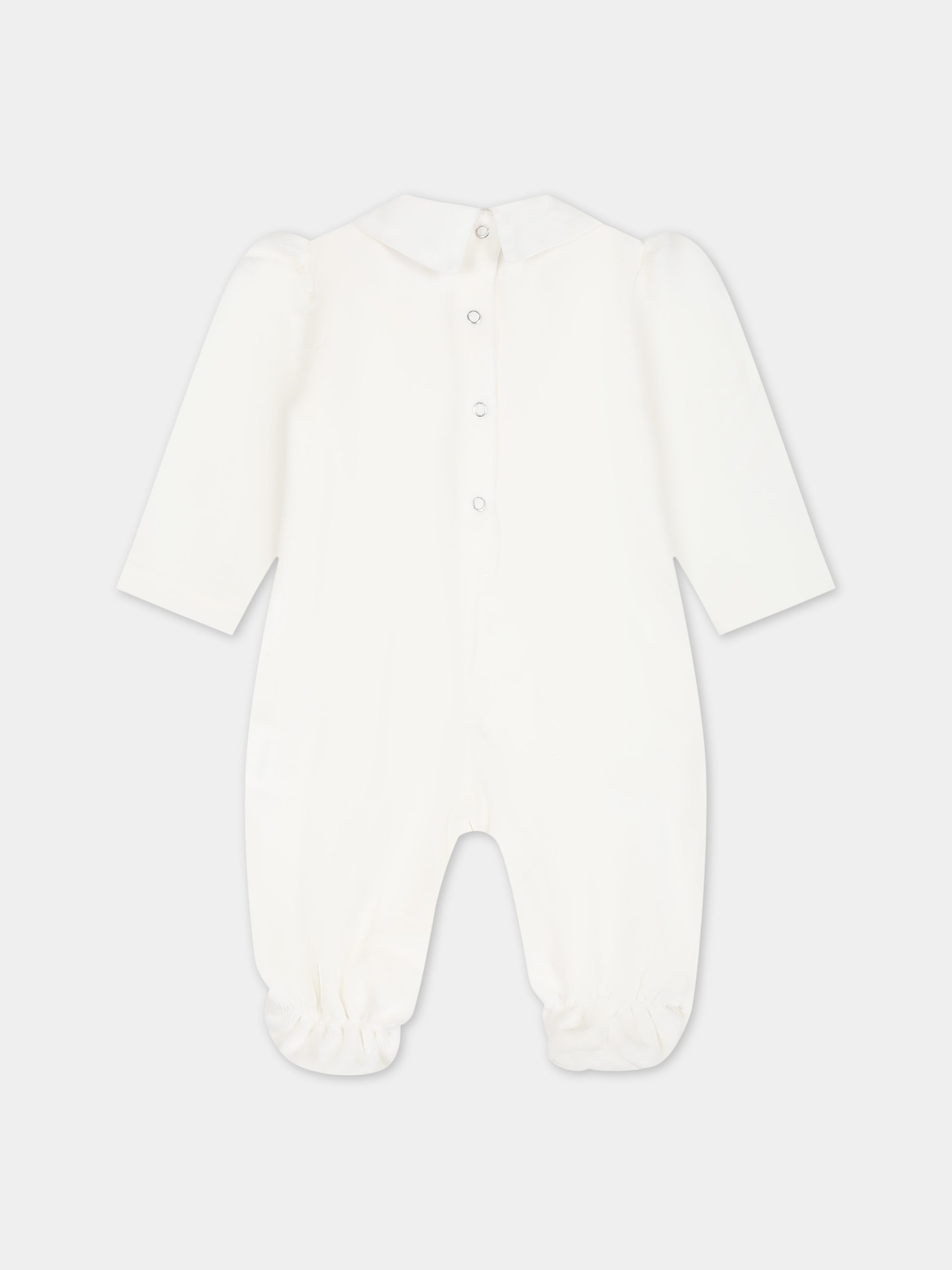 Tutina bianca per neonata con logo e cuore,Monnalisa,35B202 2009 0001