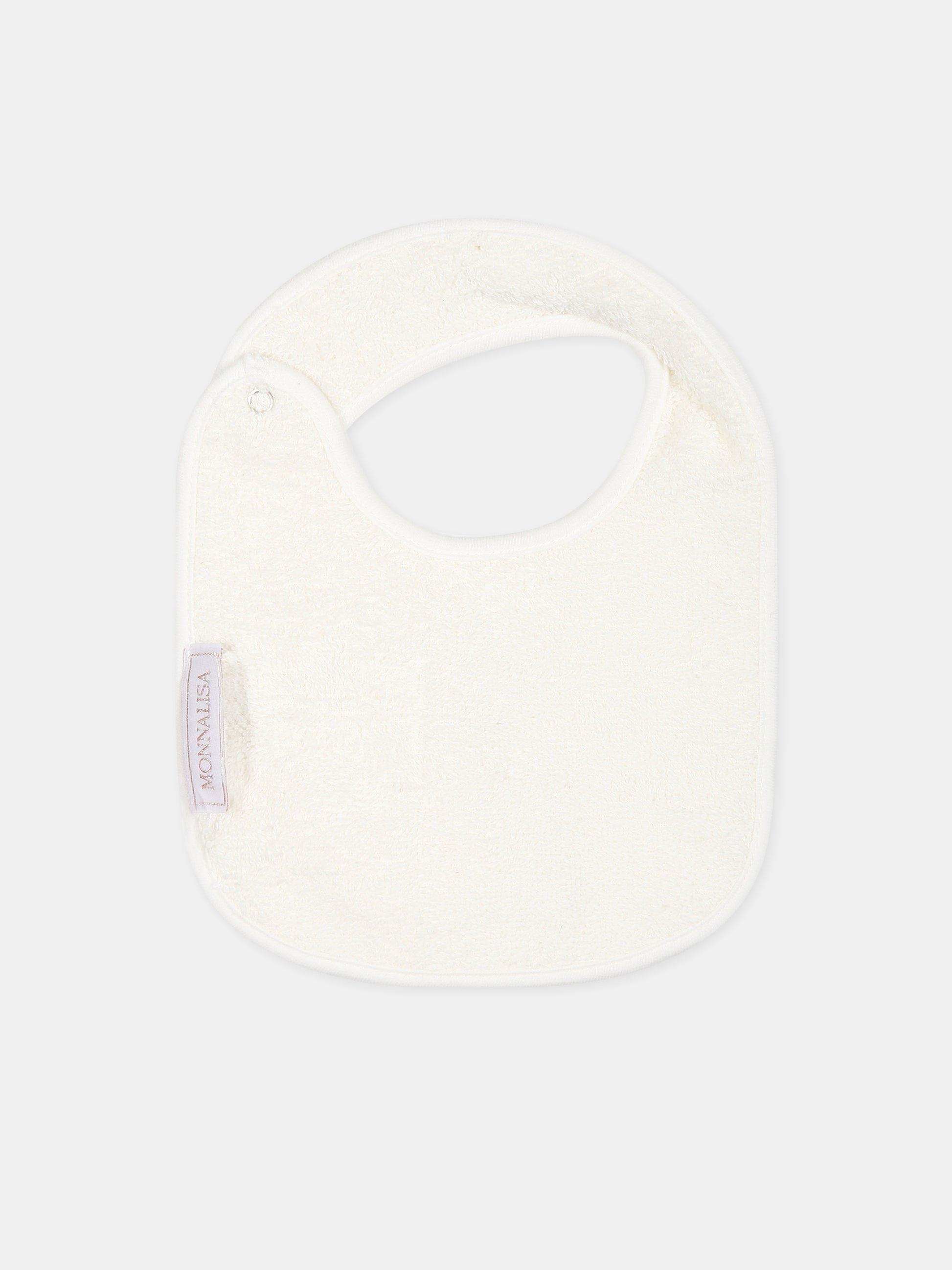 Bavaglino bianco per neonata con cuore e logo,Monnalisa,35B000 2004 0001