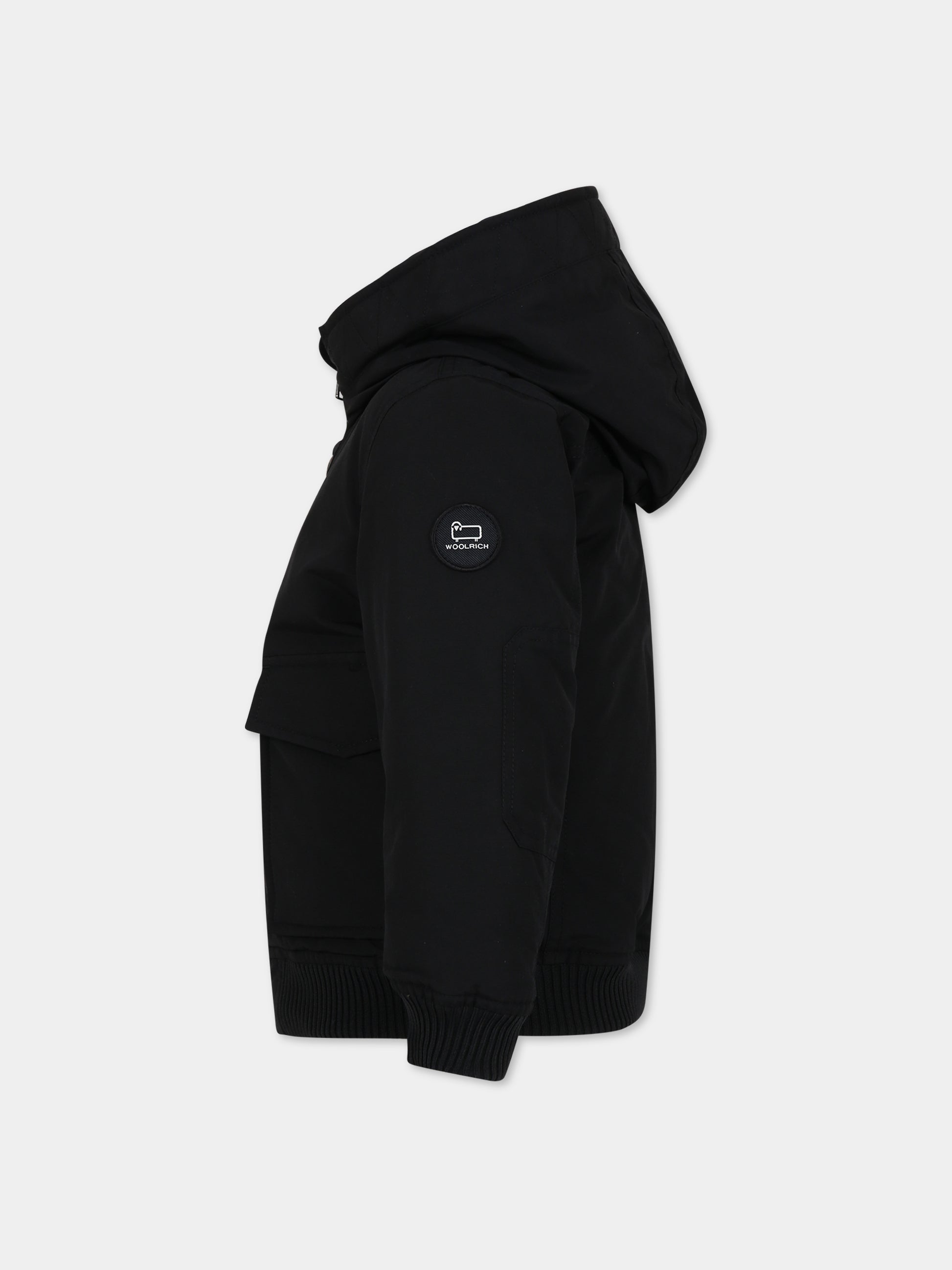 Piumino nero per bambino con logo,Woolrich Kids,CFWKOU0398MRUT0641 BLK