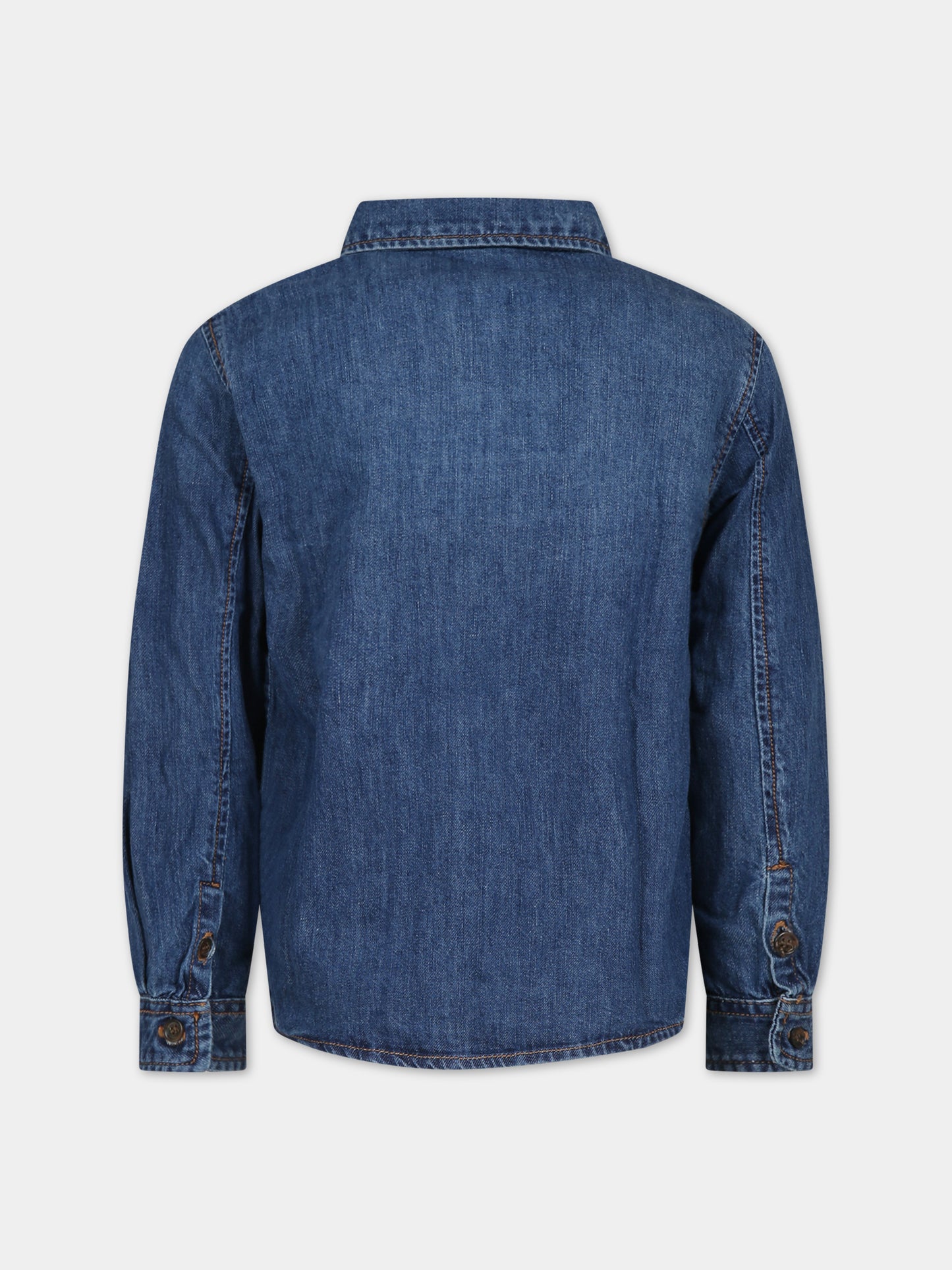 Camicia blu per bambino con logo,Bonpoint,W03BSHW00012 017