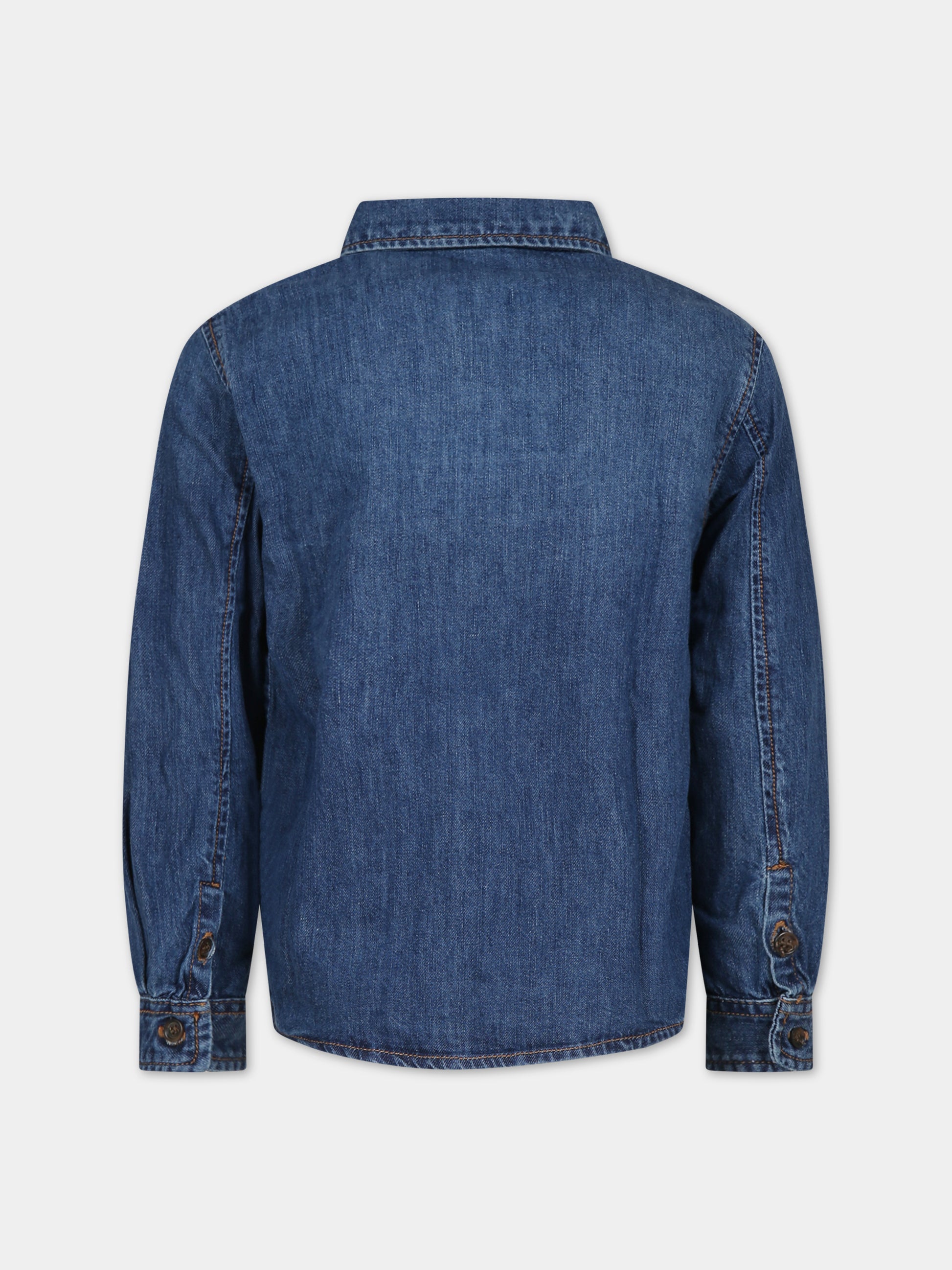 Camicia blu per bambino con logo,Bonpoint,W03BSHW00012 017