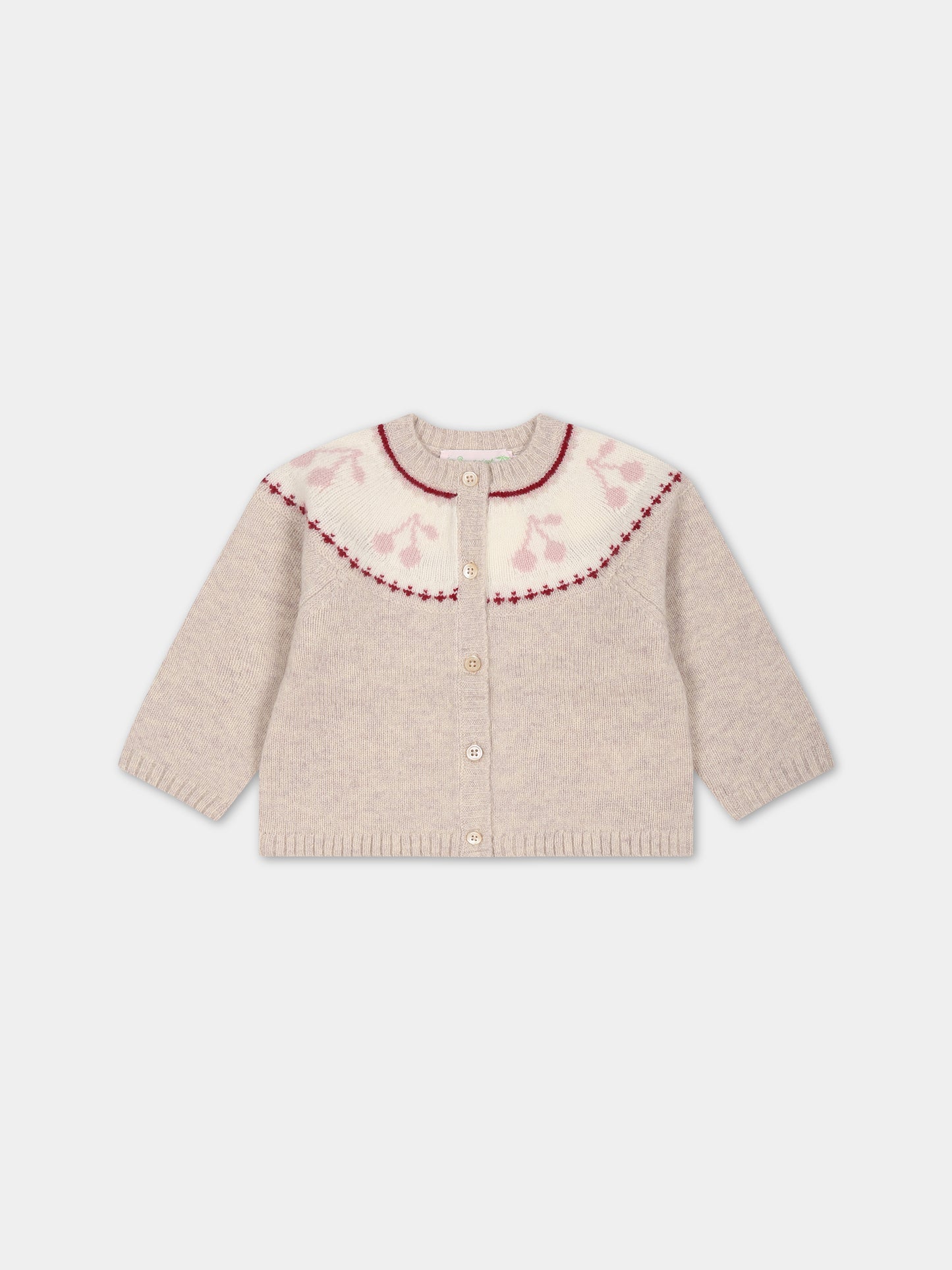 Cardigan rosa per neonata con ciliege,Bonpoint,W03XCAK00103 903