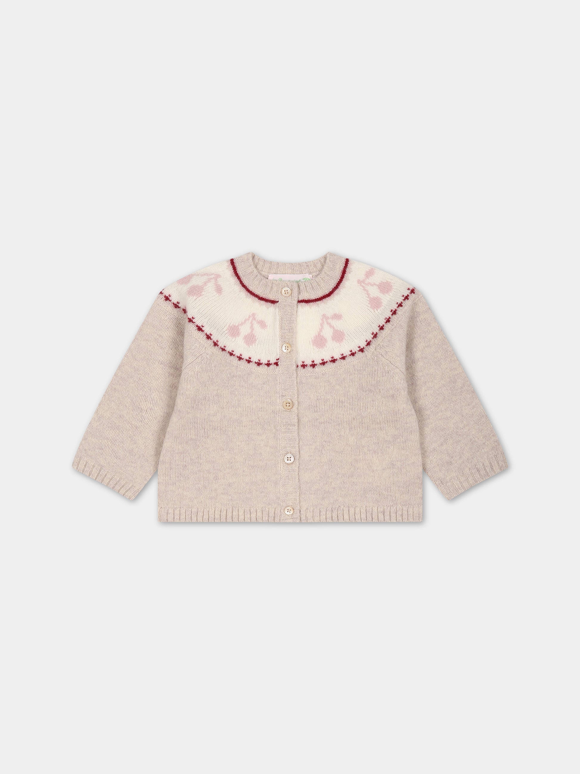 Cardigan rosa per neonata con ciliege,Bonpoint,W03XCAK00103 903
