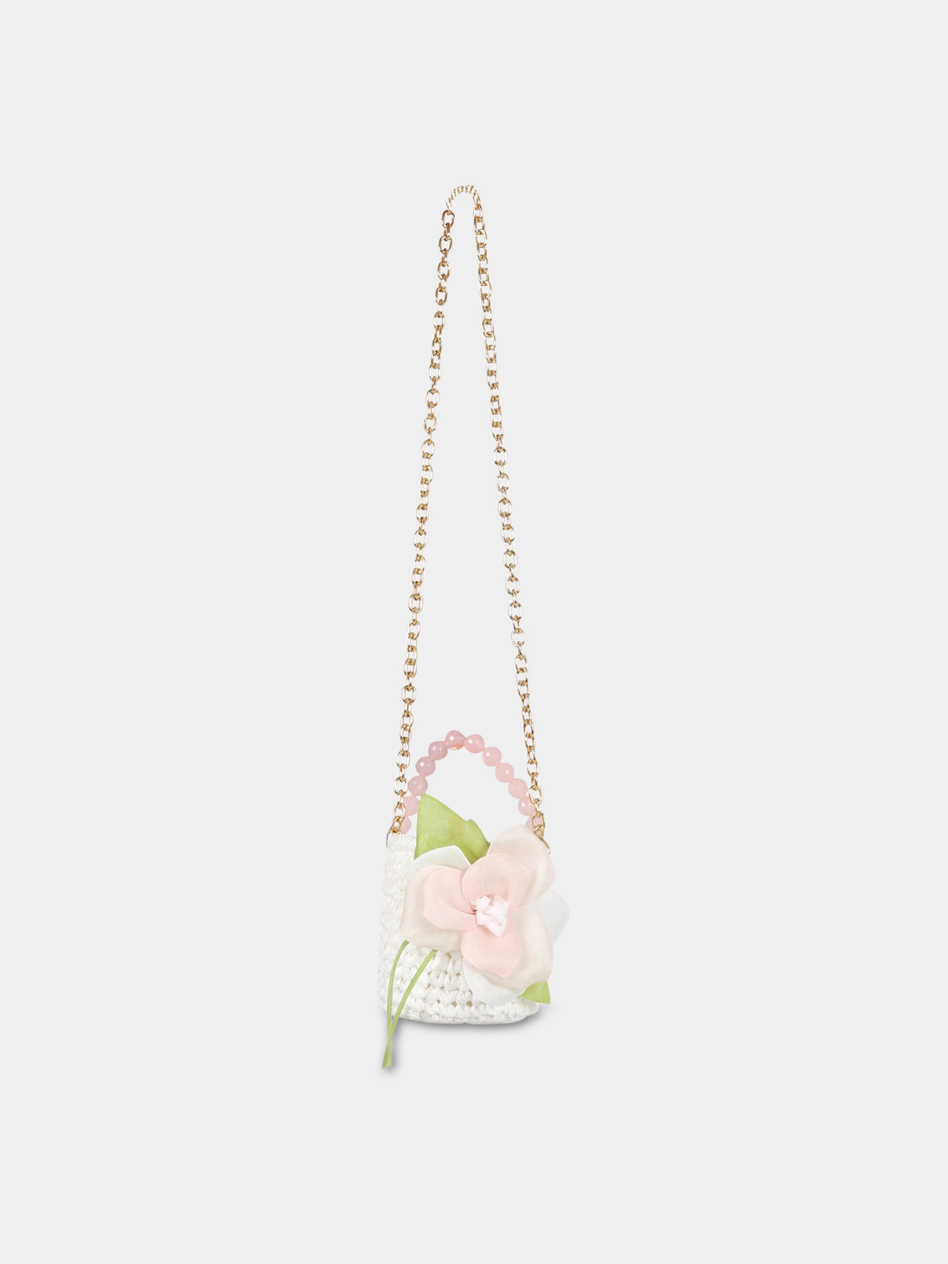 Borsa bianca per bambina con rosa,Raffaella,CESCHIGALRO