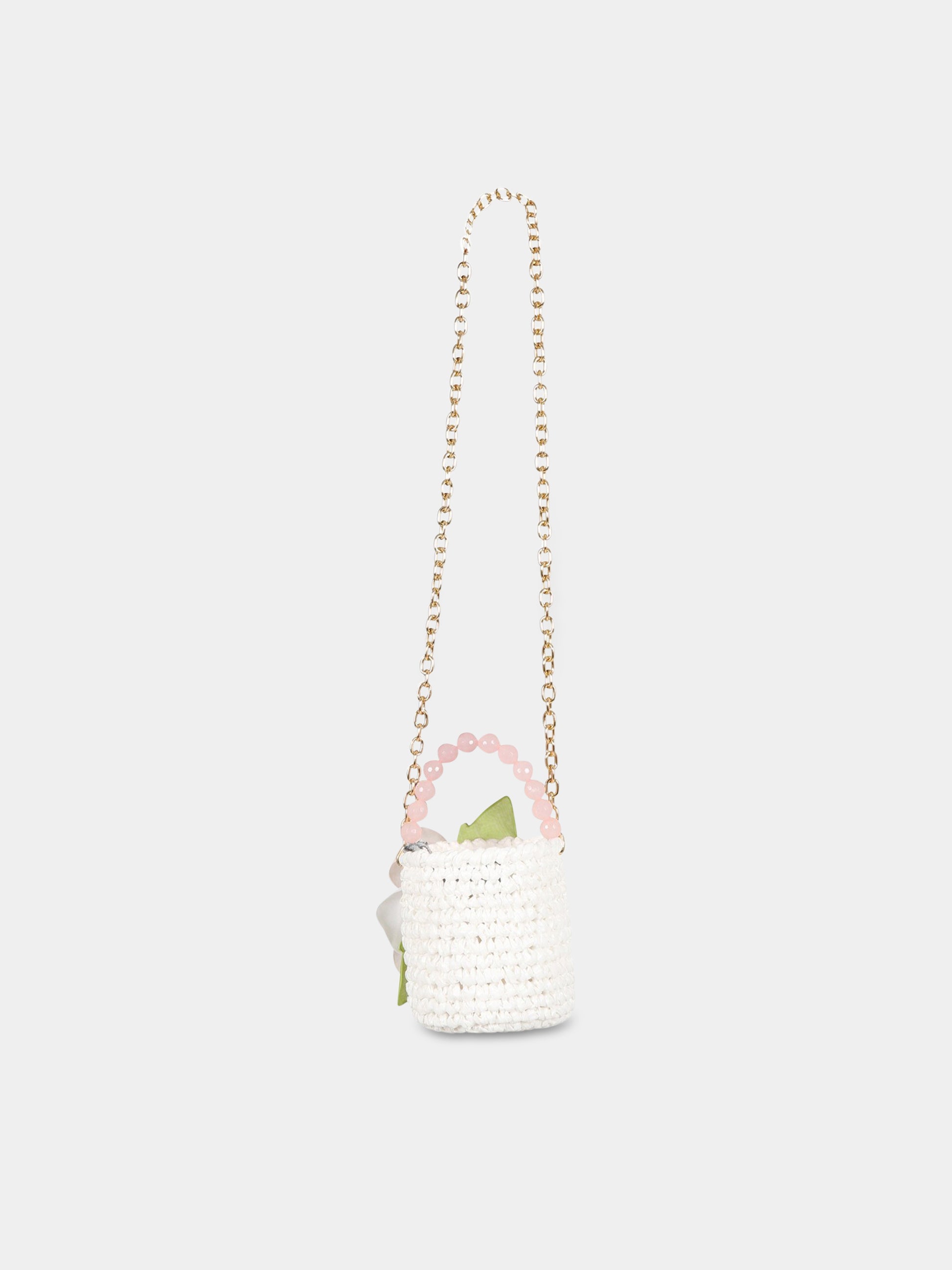 Borsa bianca per bambina con rosa,Raffaella,CESCHIGALRO