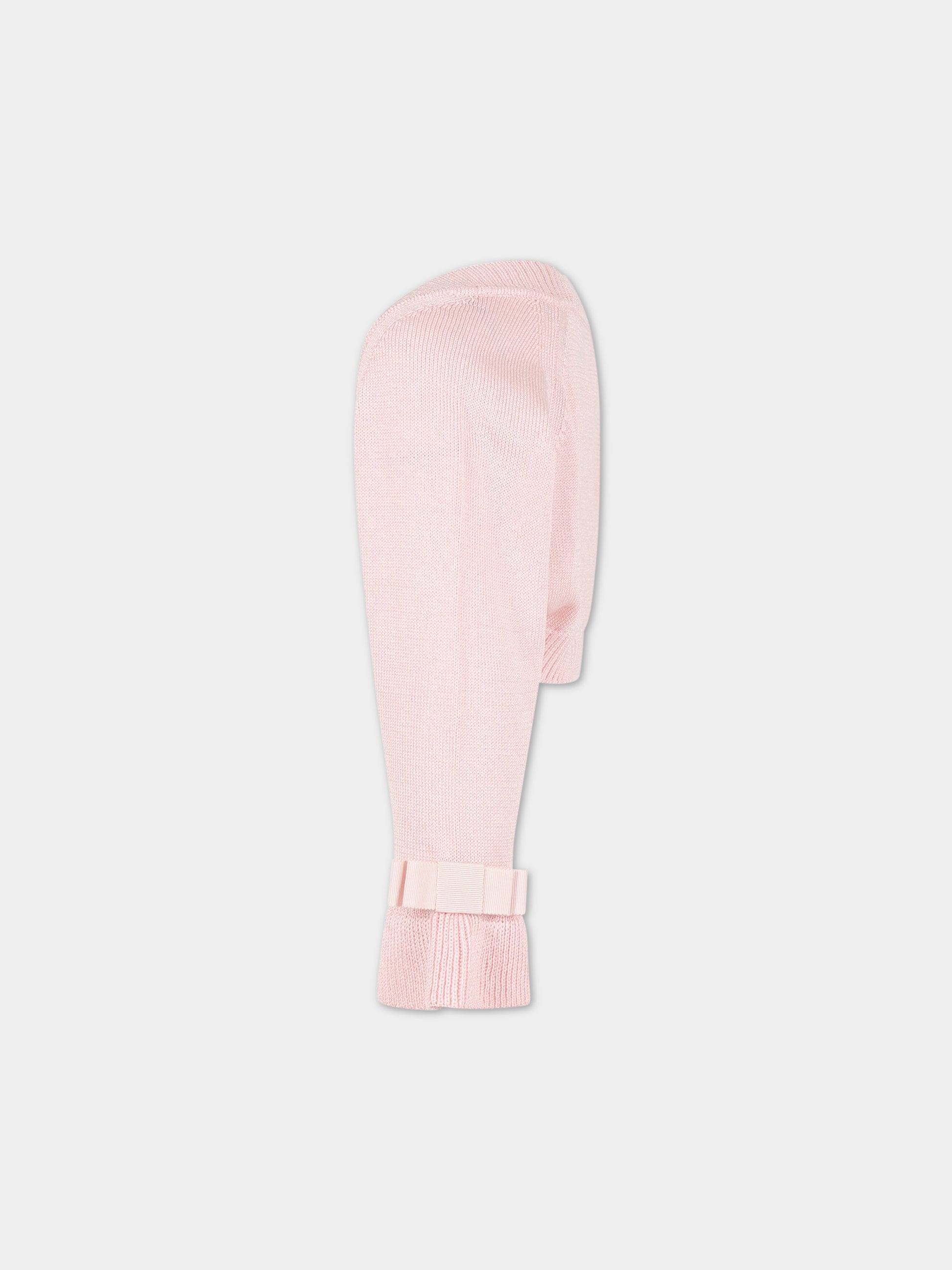 Coprispalla rosa per bambina con fiocco,Raffaella,COC/VOL