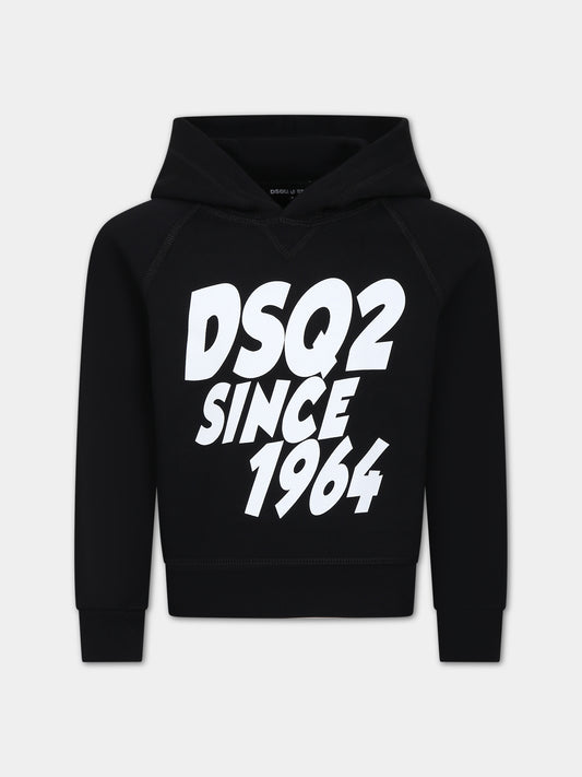 Felpa nera per bambino con logo,Dsquared2,DQ1954 D003G DQ900