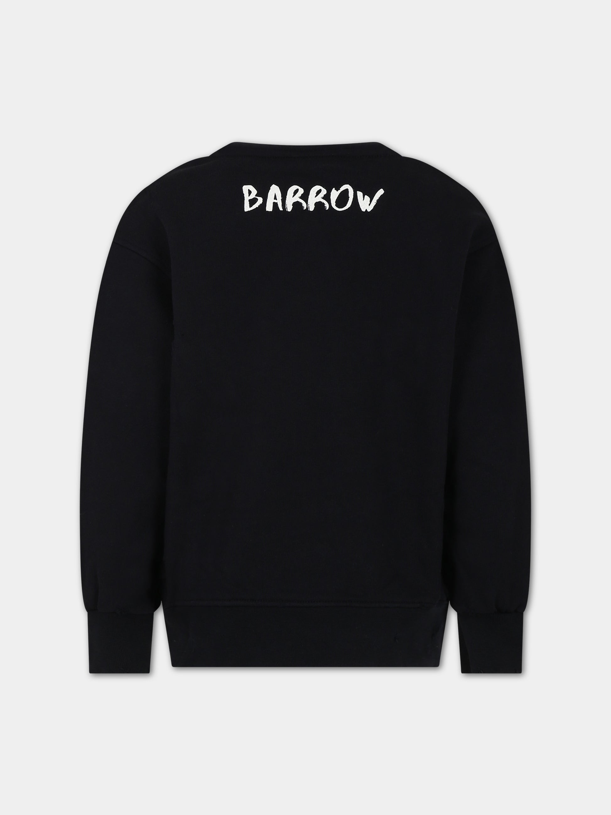 Felpa nera per bambini con logo e stampa,Barrow,F3BKJUSW022 110