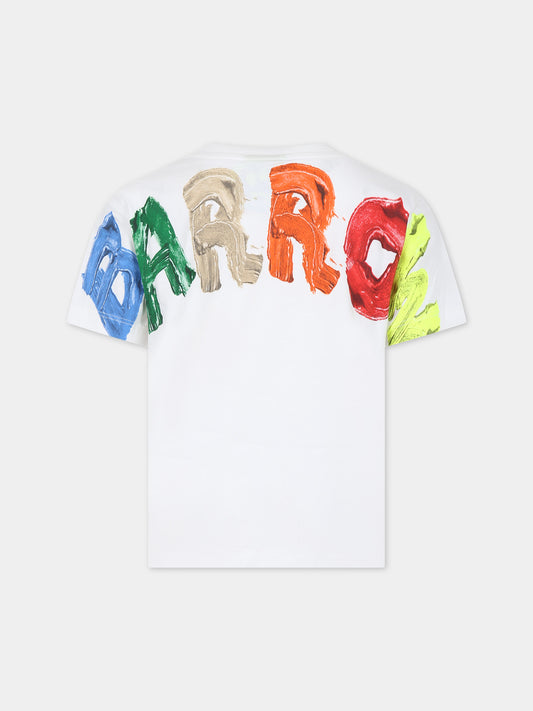T-shirt bianca per bambini con logo e smile,Barrow,F3BKJUTH043 002
